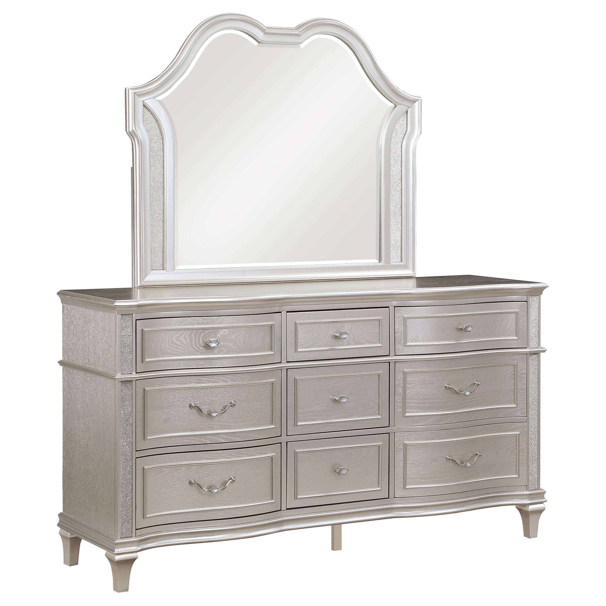 Evangeline 9-drawer Dresser with Mirror Silver Oak — view 1