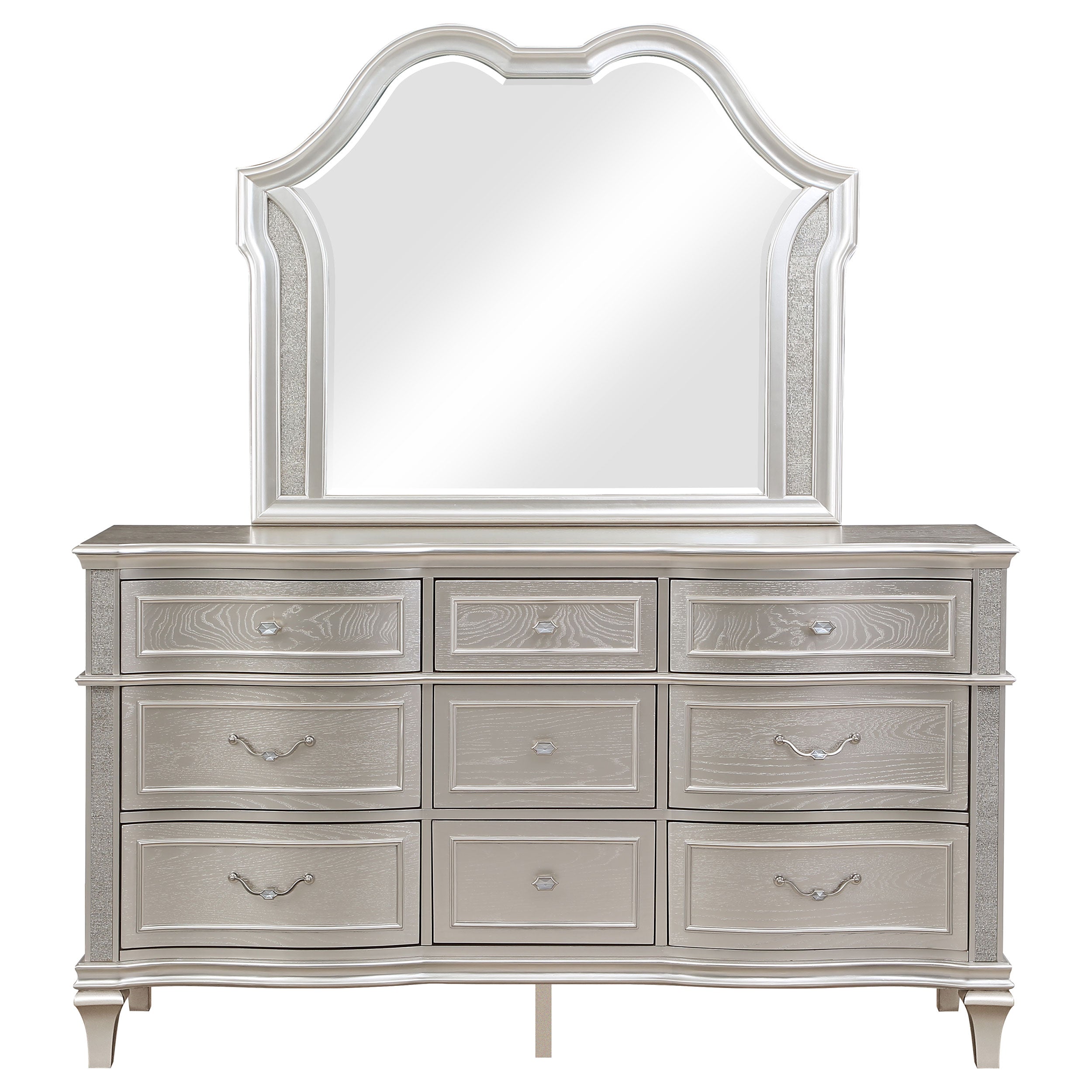Evangeline 9-drawer Dresser with Mirror Silver Oak — view 3
