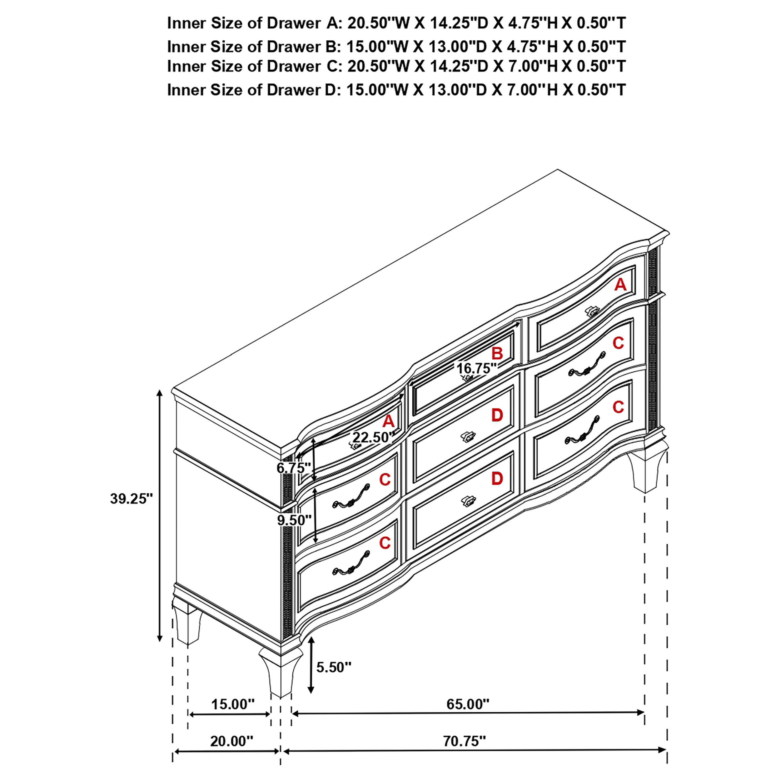 Evangeline 9-drawer Dresser Silver Oak — view 14