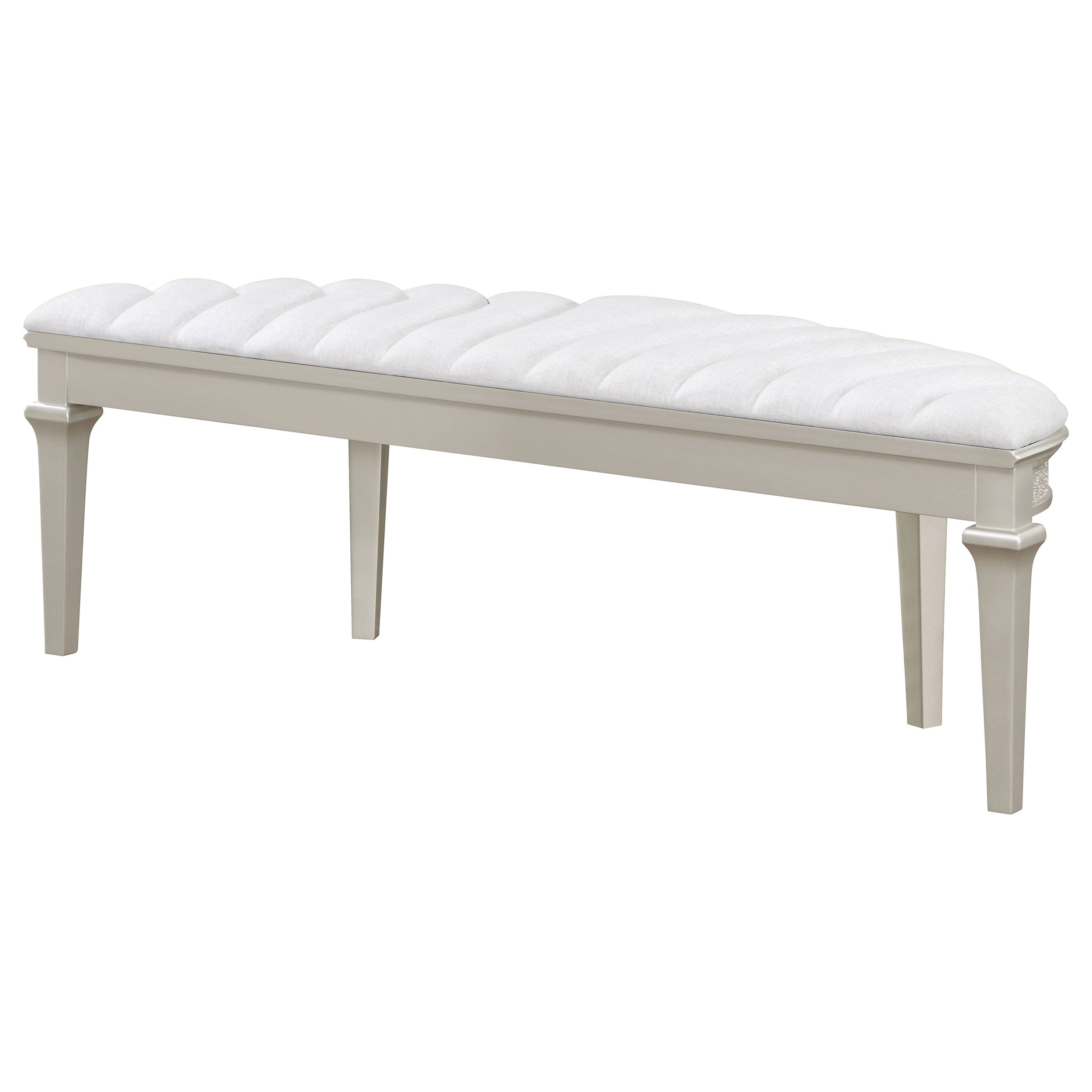 Evangeline Curved Fabric Upholstered Bench Silver Oak — view 8