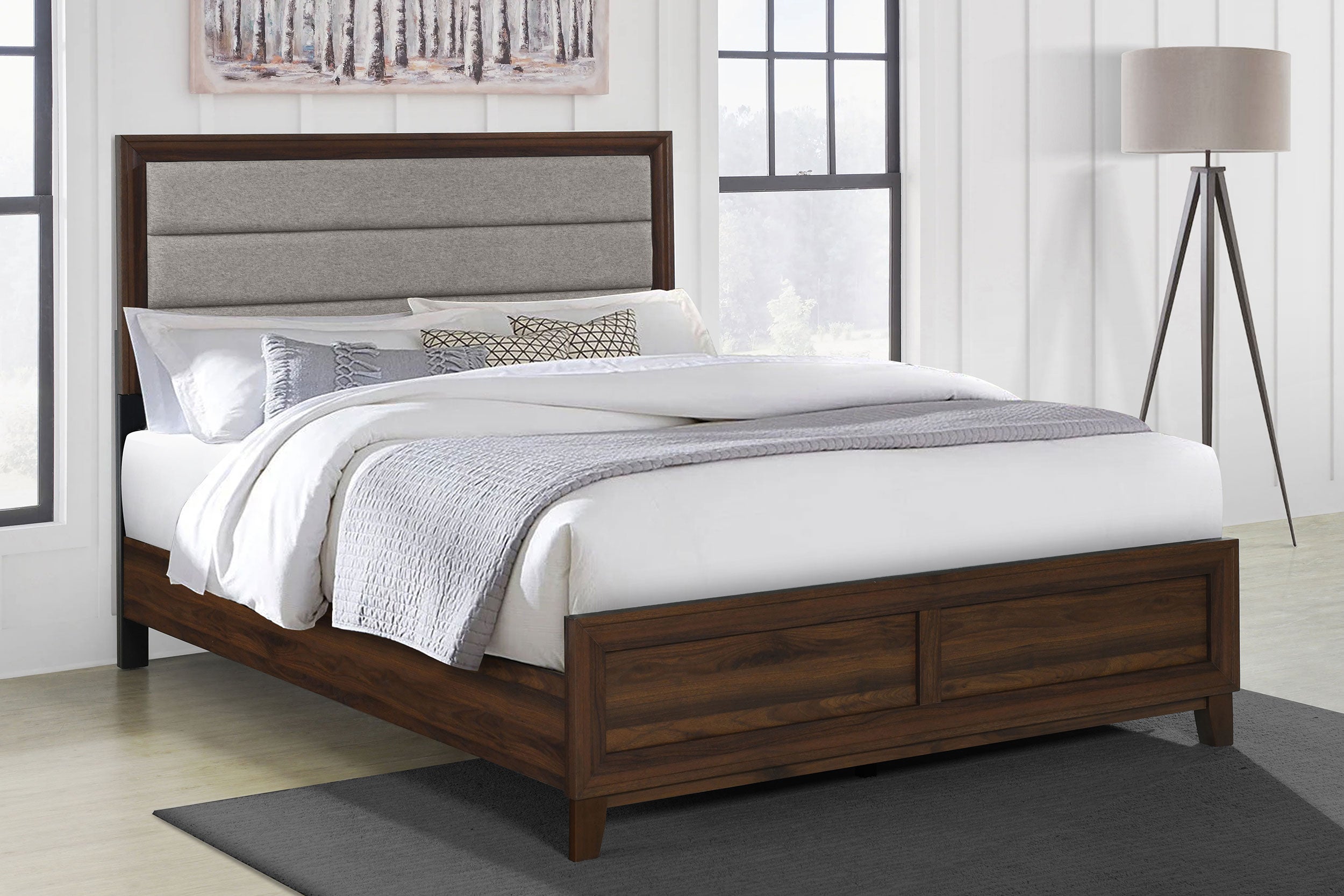 Welsley 50-inch Upholstered California King Bed Walnut — view 2