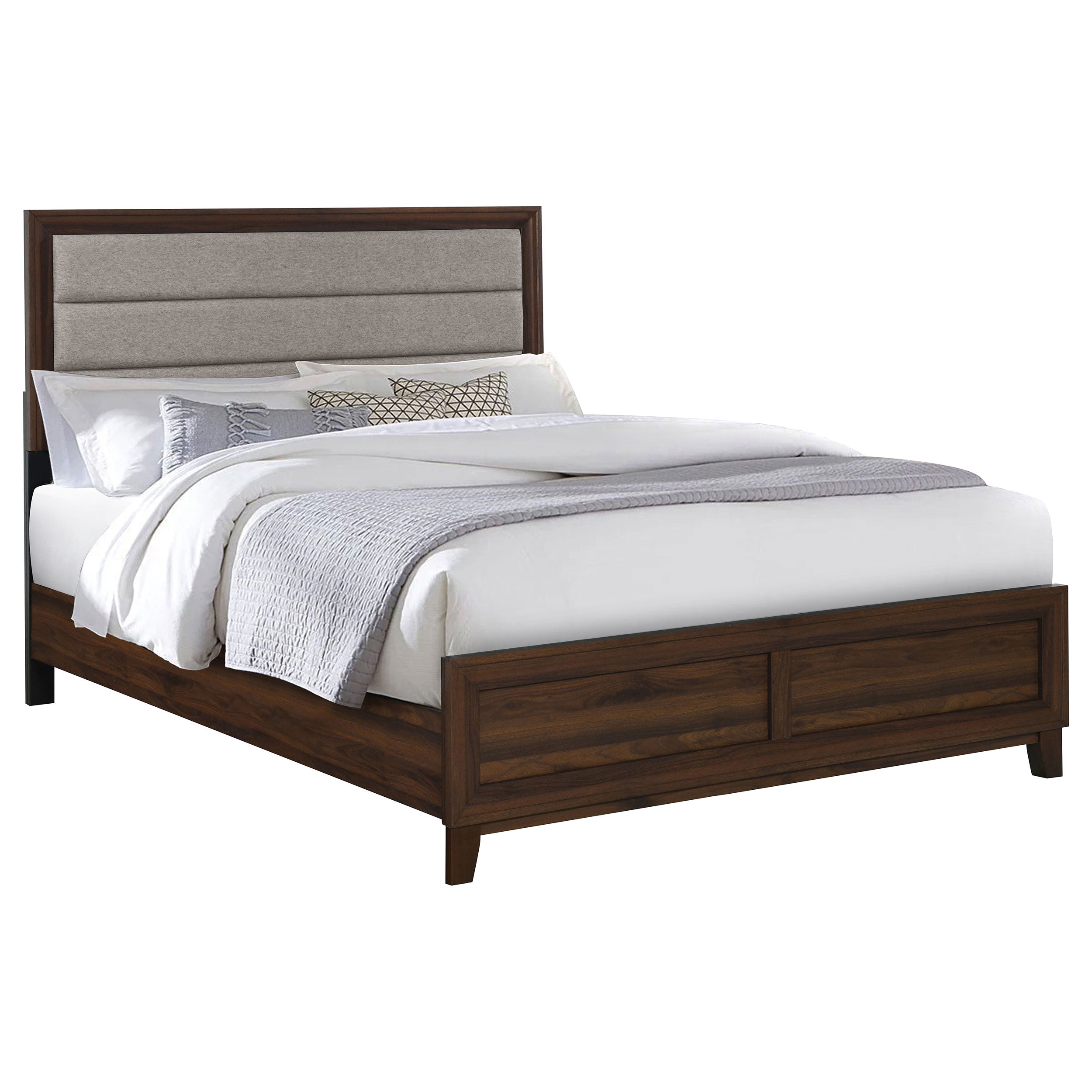 Welsley 50-inch Upholstered Queen Bed Walnut — view 3