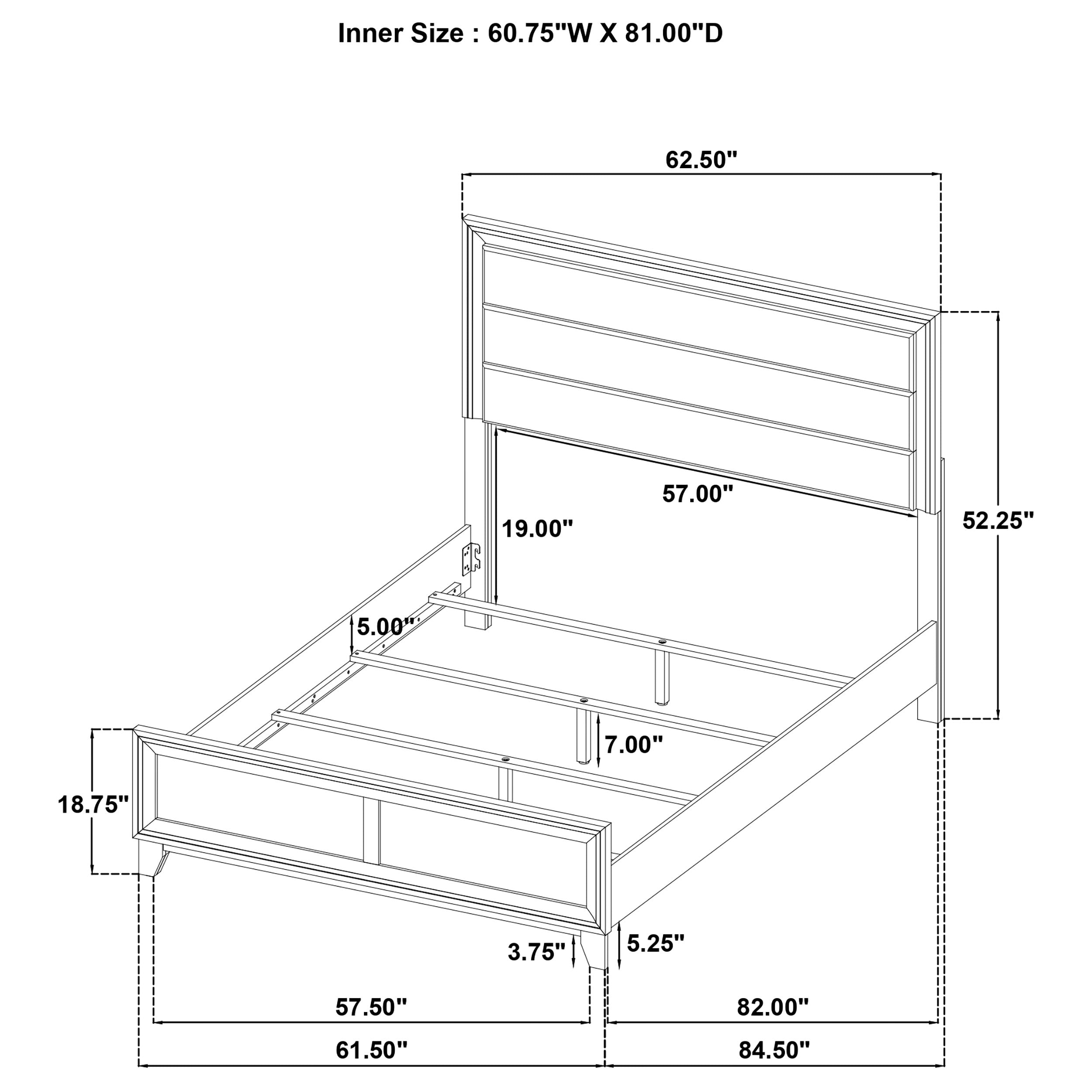 Welsley 50-inch Upholstered Queen Bed Walnut — view 9