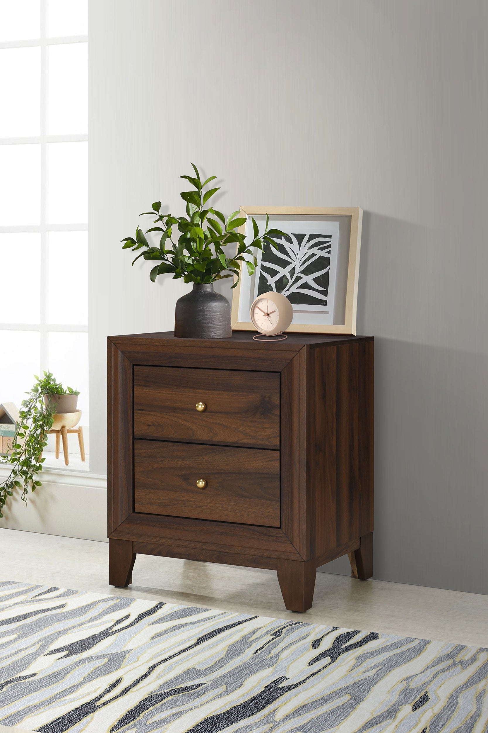Welsley 2-drawer Nightstand Bedside Table Walnut — view 2
