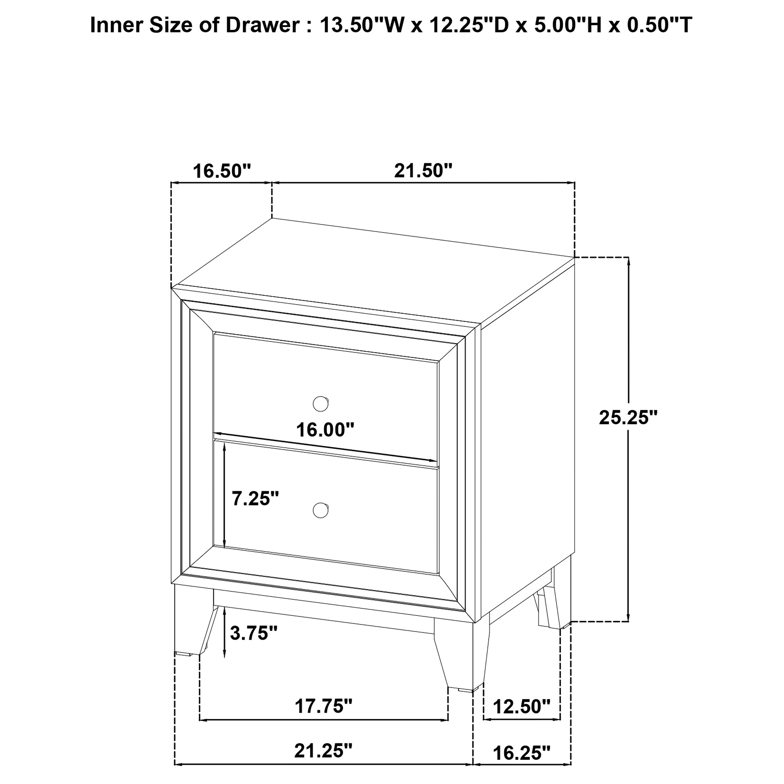 Welsley 2-drawer Nightstand Bedside Table Walnut — view 14