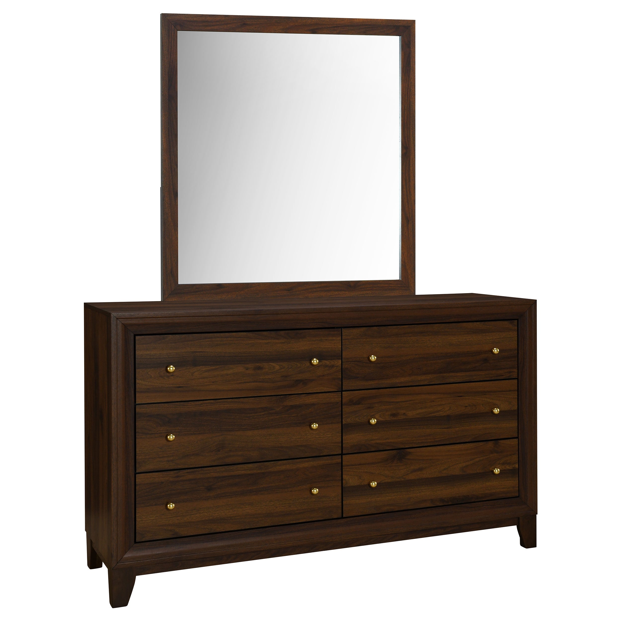 Welsley 6-drawer Dresser and Mirror Walnut — view 1