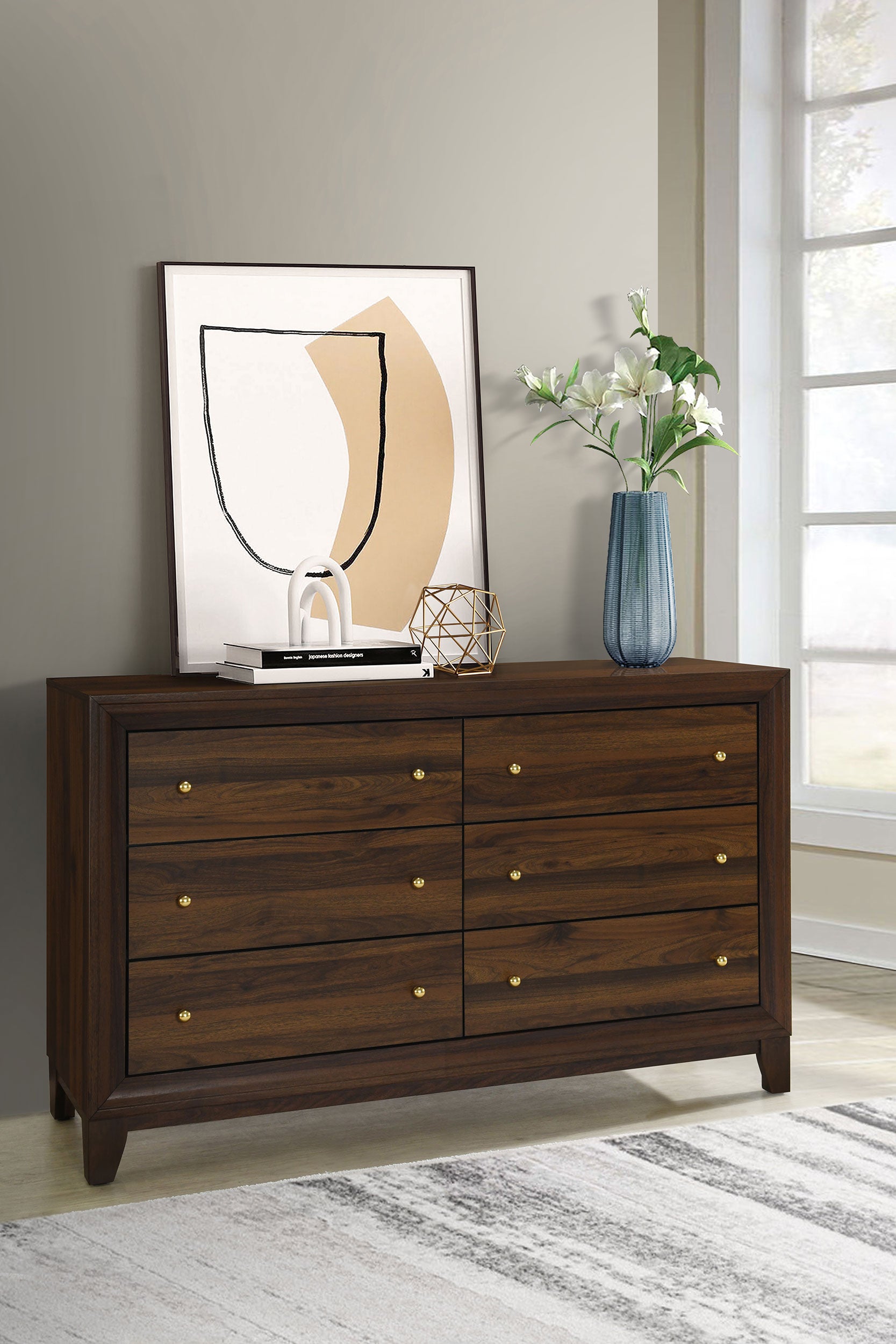 Welsley 6-drawer Dresser Cabinet Walnut — view 2