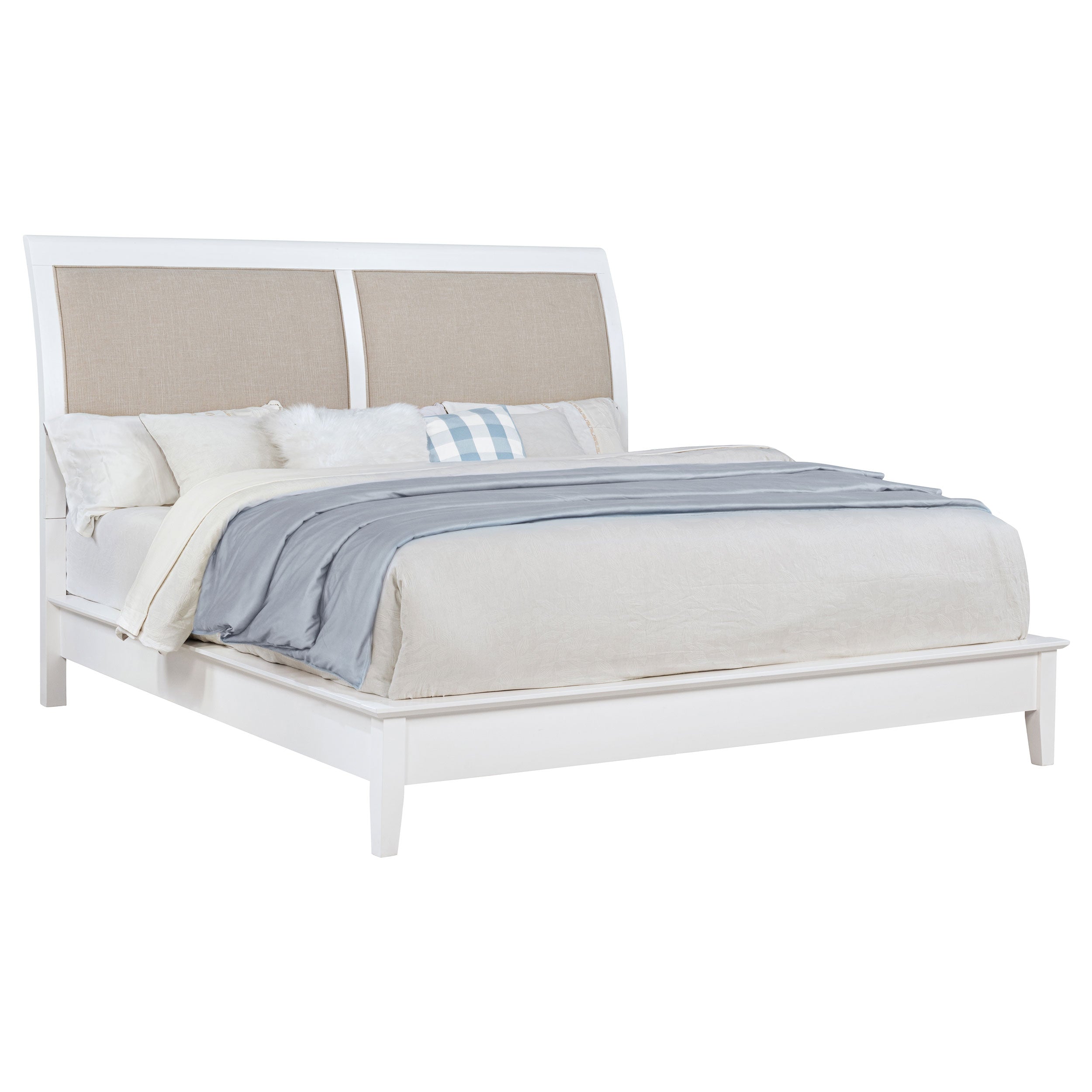 Bexhill 56-inch Upholstered Eastern King Panel Bed White — view 3