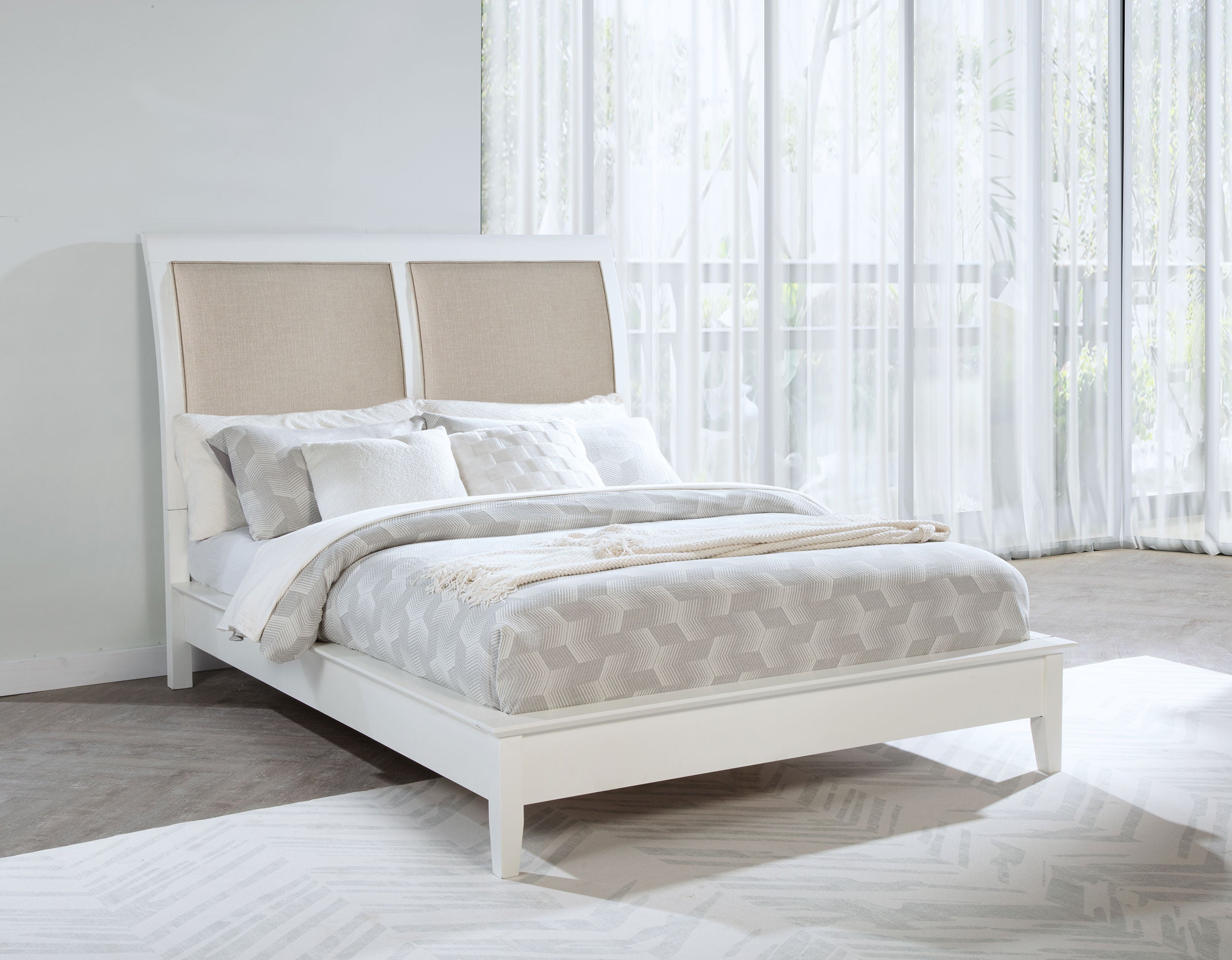 Bexhill 56-inch Upholstered California King Panel Bed White — view 2
