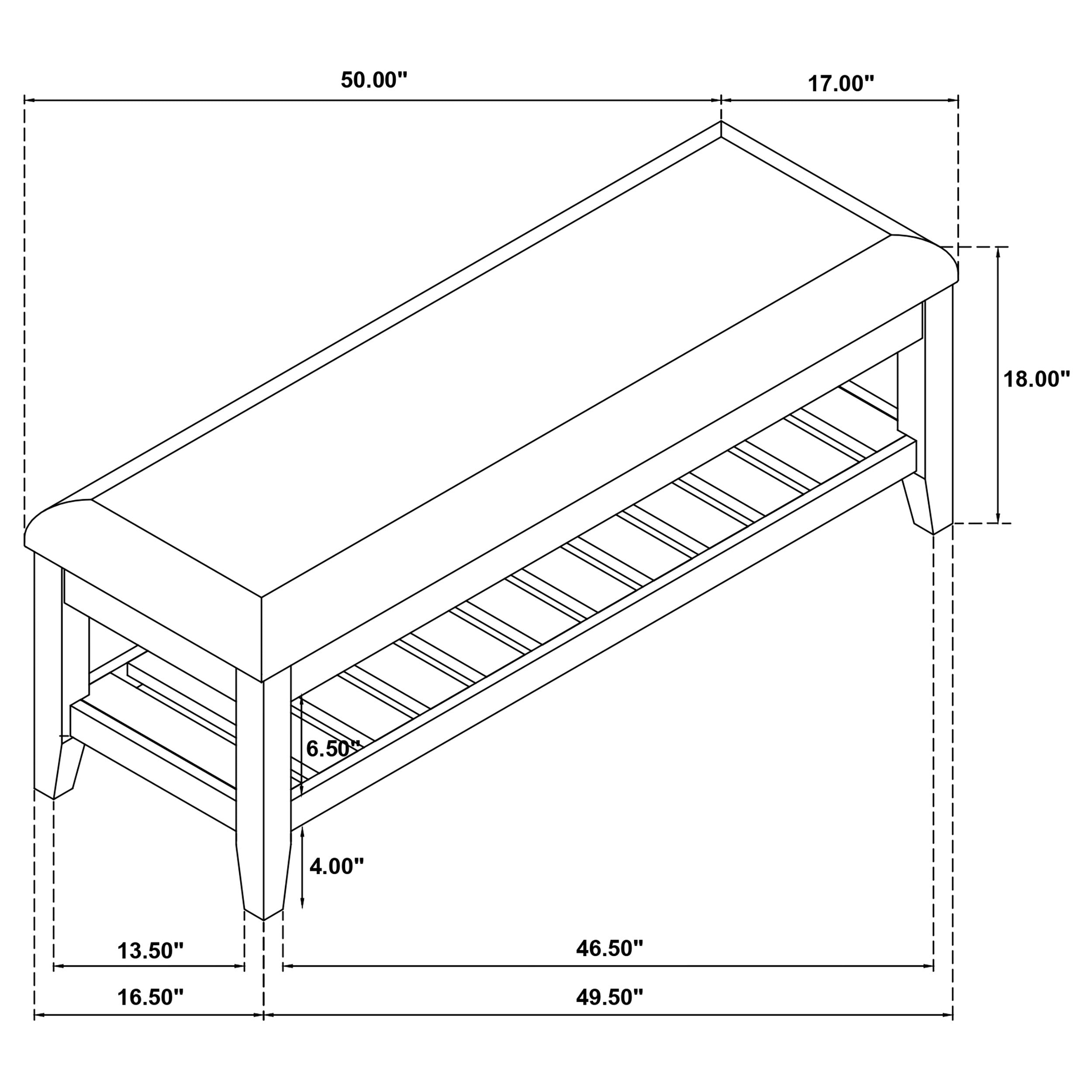 Bexhill Upholstered Rectangular Bench with Shelf White — view 8