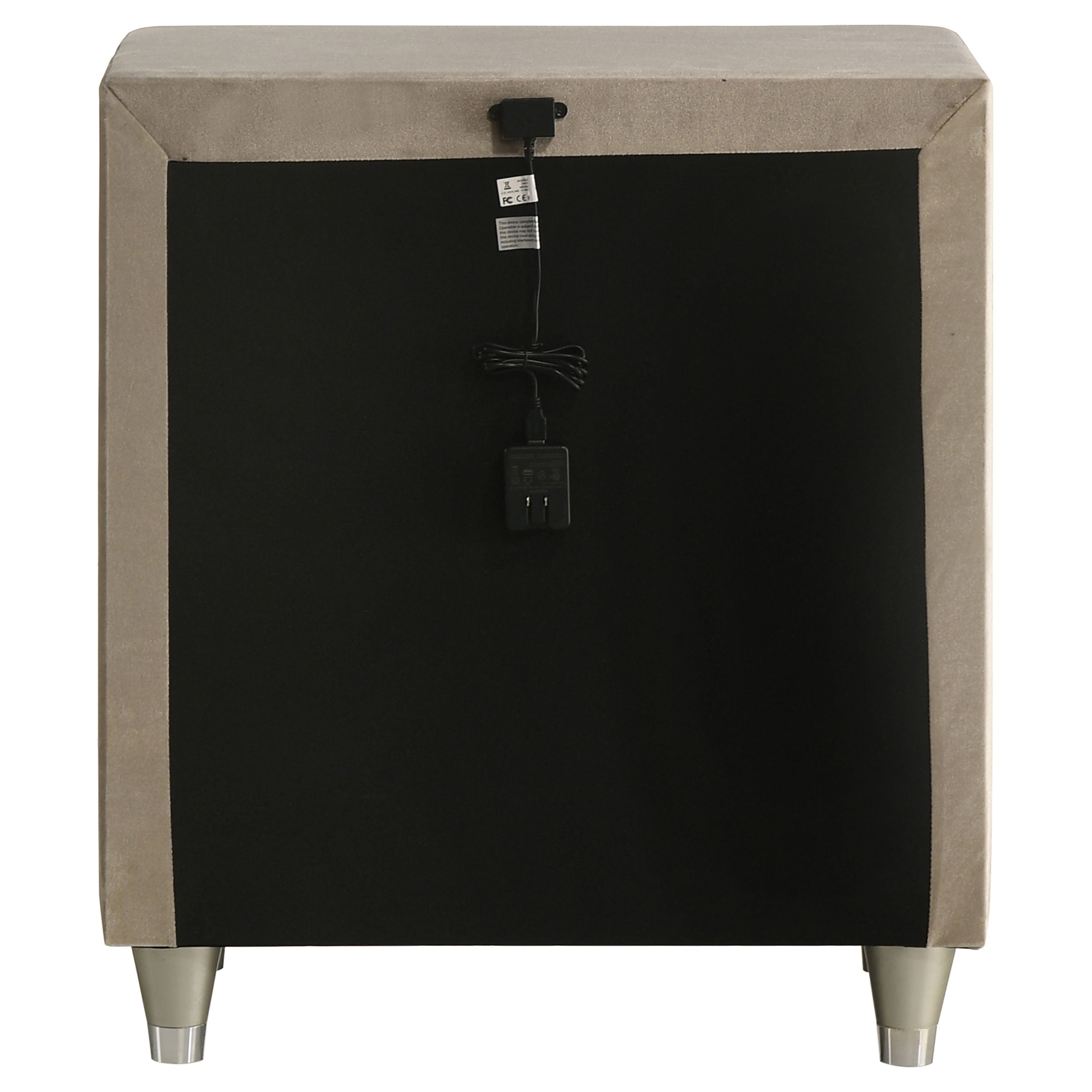 Antonella Upholstered 3-drawer Nightstand Ivory and Camel — view 7