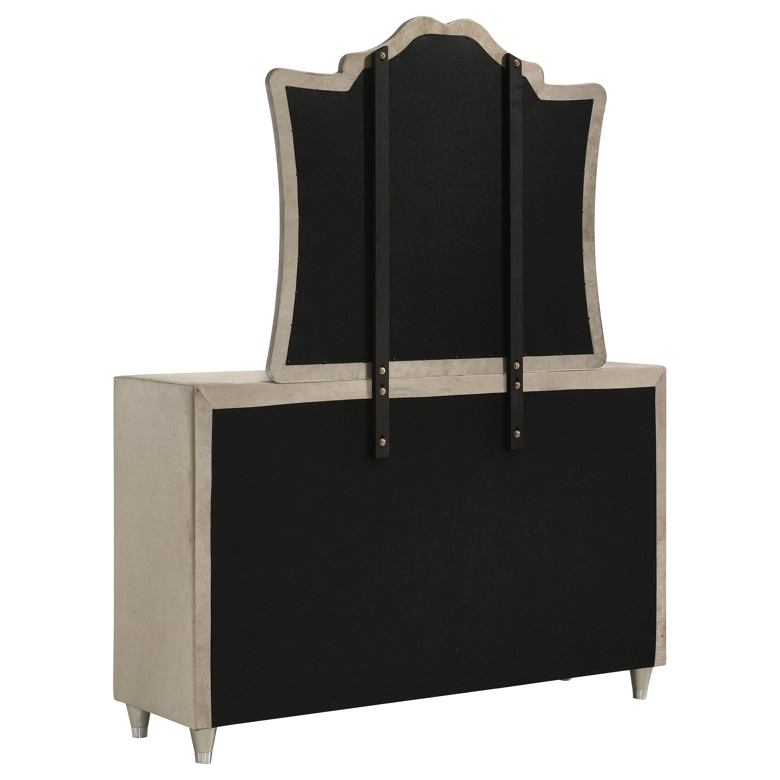 Antonella 7-drawer Upholstered Dresser with Mirror Ivory — view 6
