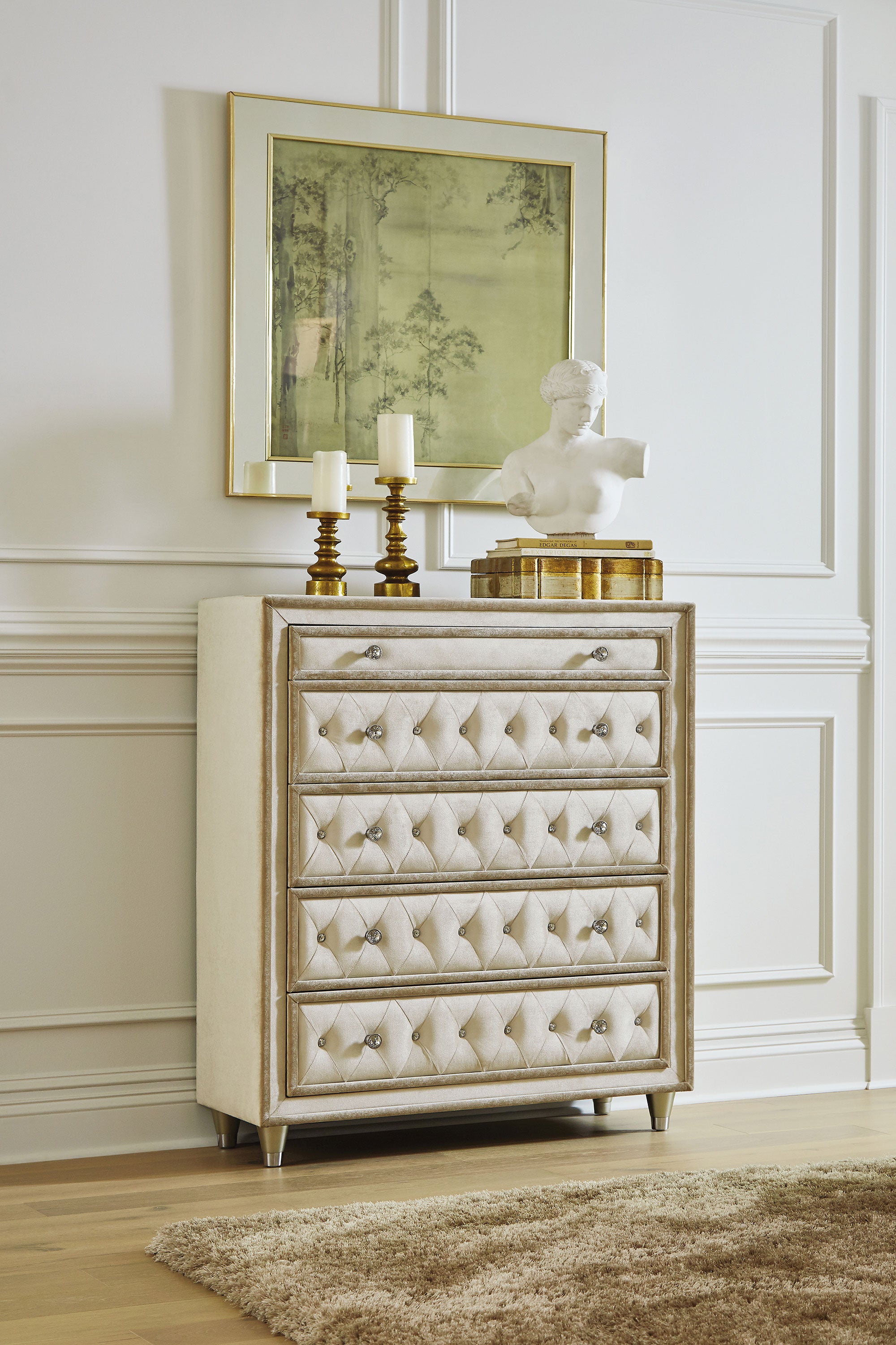 Antonella 5-drawer Bedroom Chest Ivory and Camel — view 2