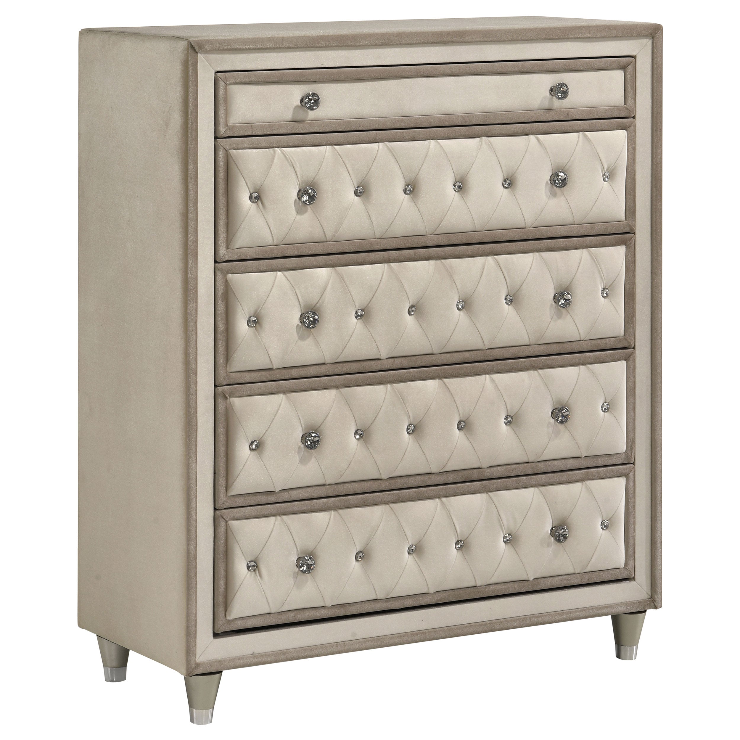 Antonella 5-drawer Bedroom Chest Ivory and Camel — view 1