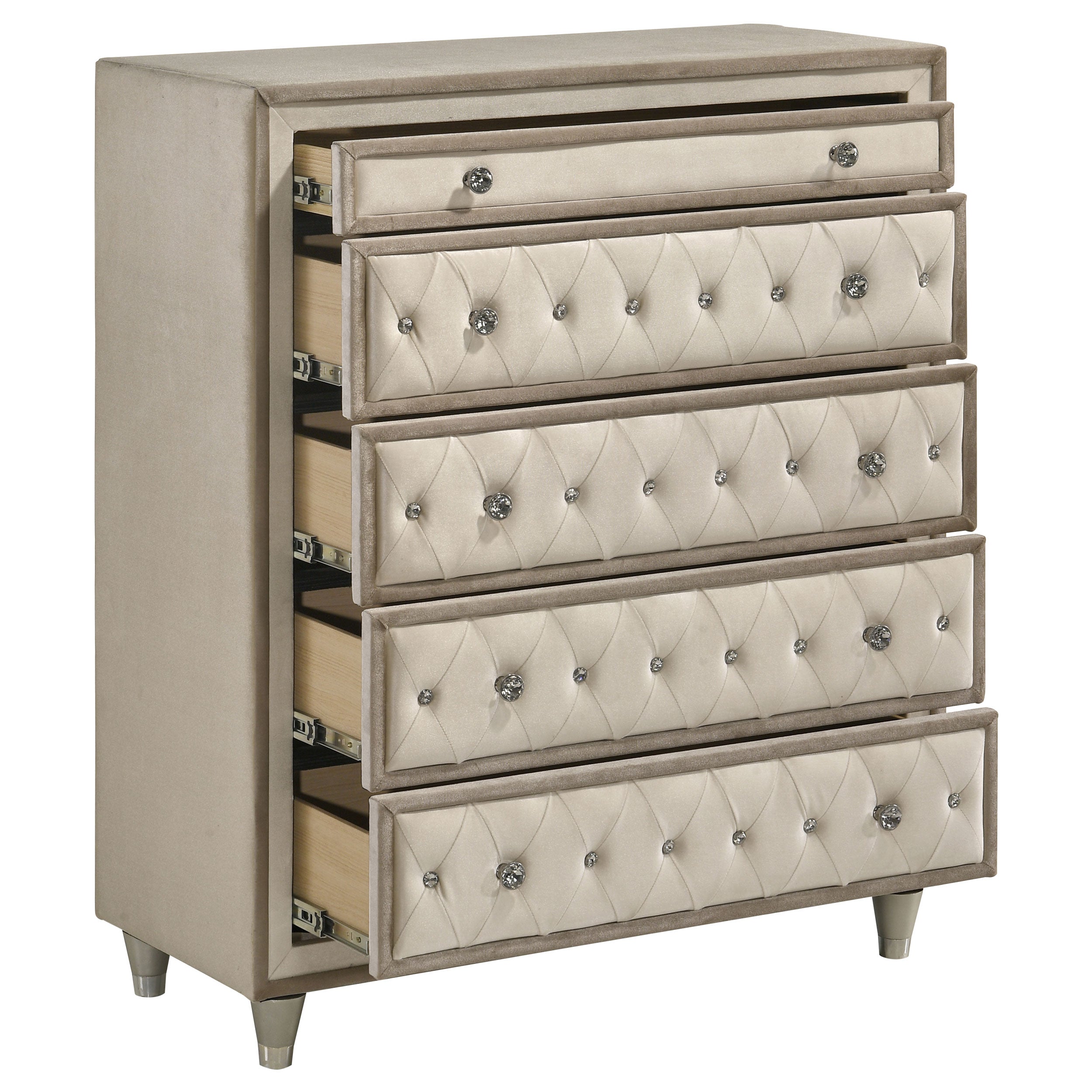 Antonella 5-drawer Bedroom Chest Ivory and Camel — view 10