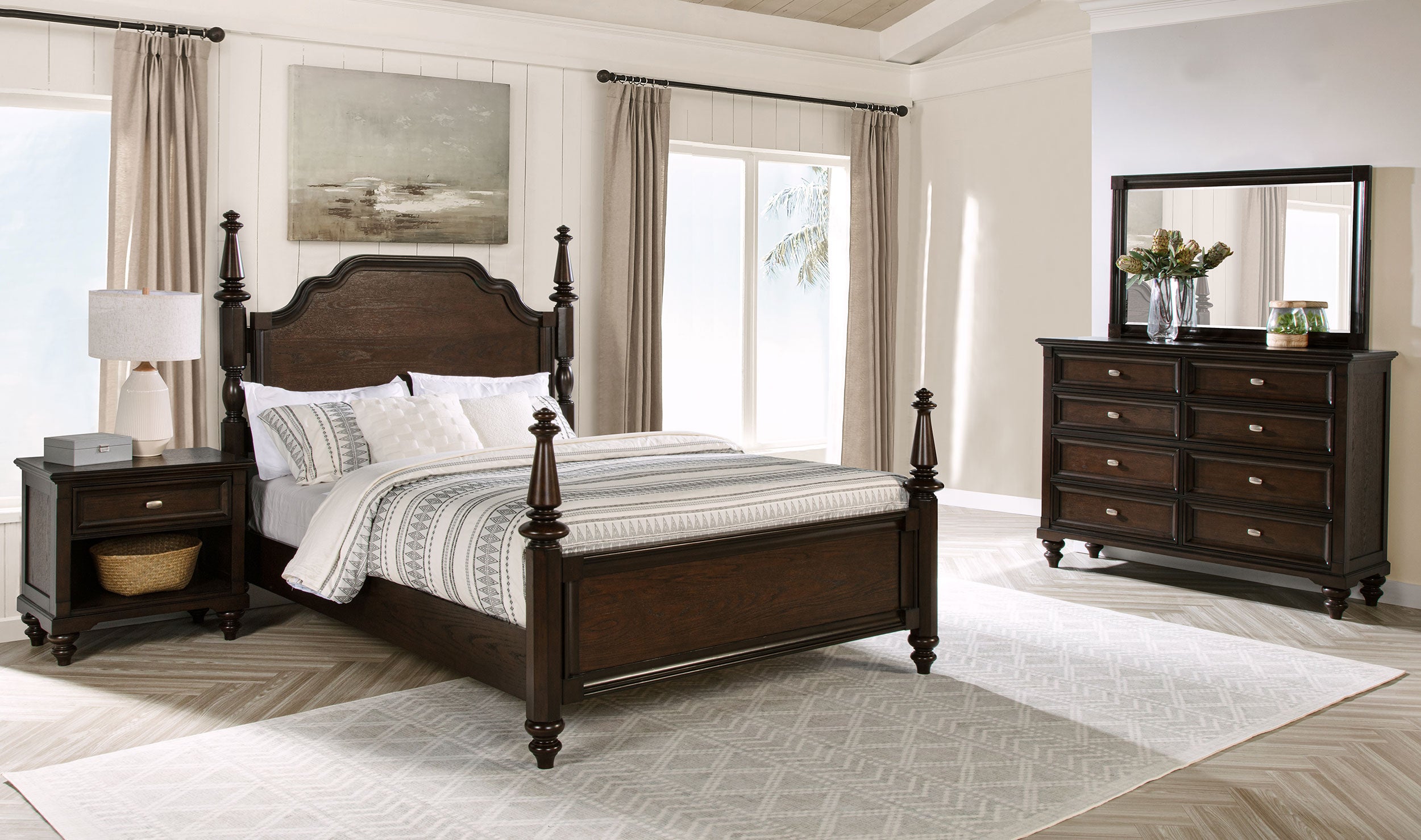 Andover 4-piece California King Bedroom Set Dark Oak — view 1