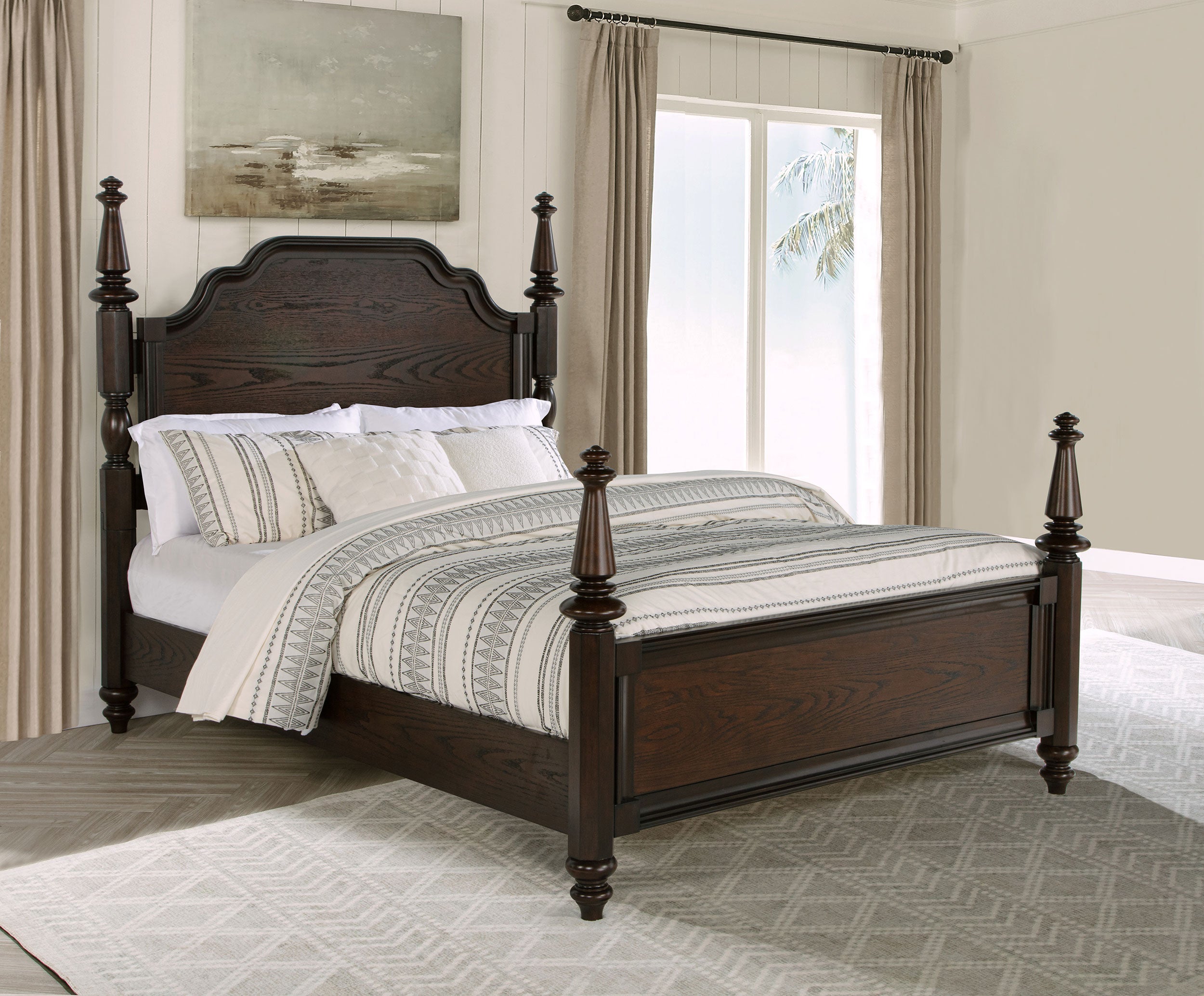 Andover 63-inch Four Poster California King Bed Dark Oak — view 2