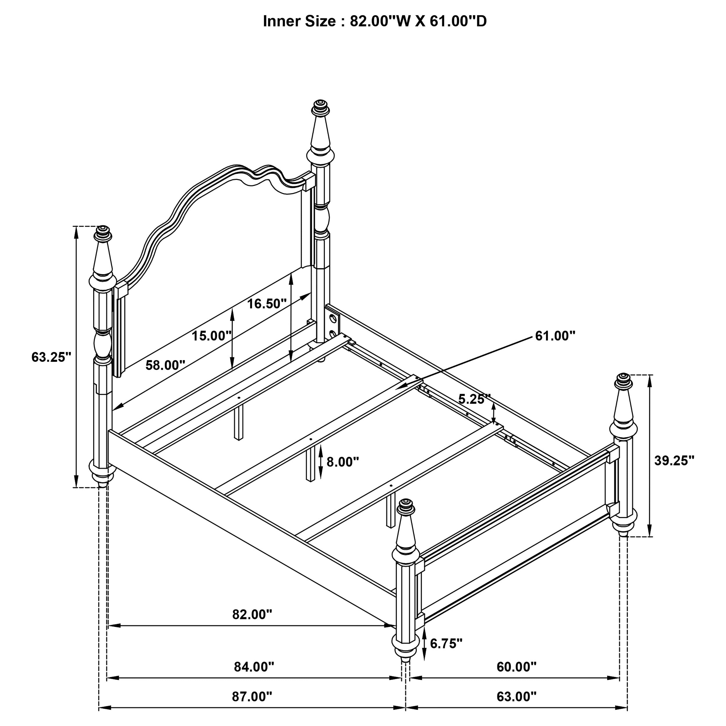 Andover 63-inch Four Poster Queen Bed Dark Oak — view 7