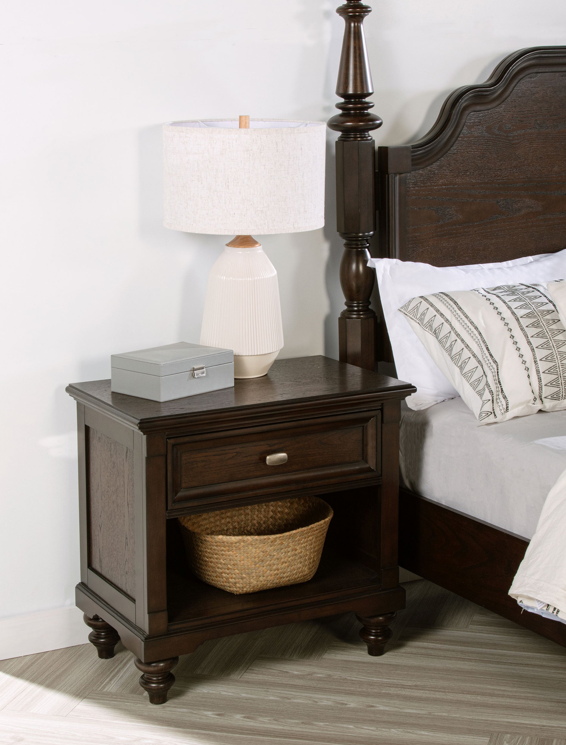 Andover 1-drawer Nightstand Bedside Table Dark Oak — view 2