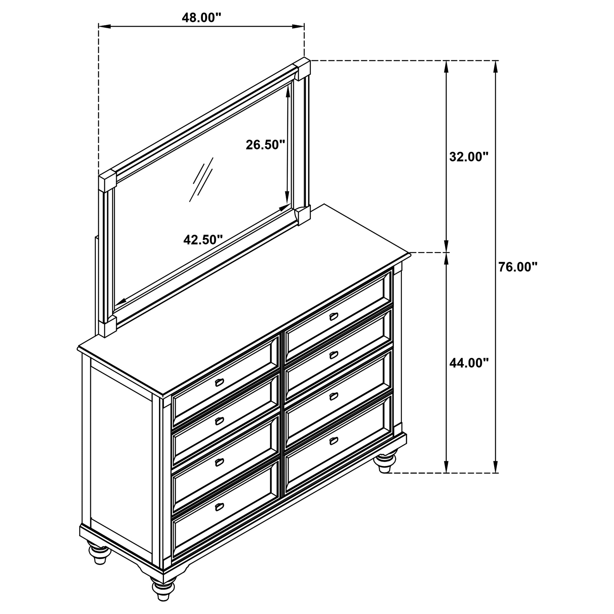 Andover 8-drawer Dresser and Mirror Dark Oak — view 12