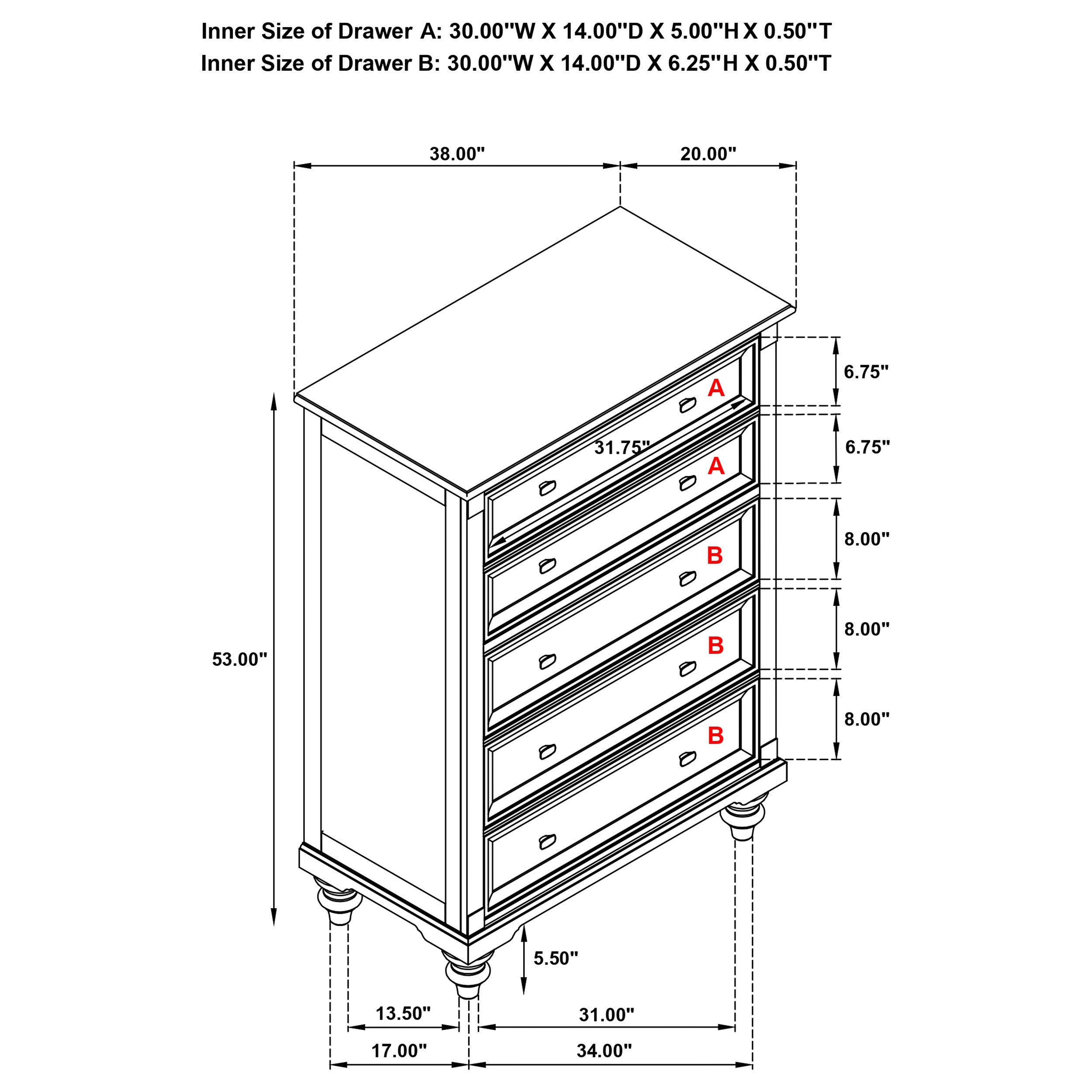 Andover 5-drawer Chest of Drawers Dark Oak — view 12