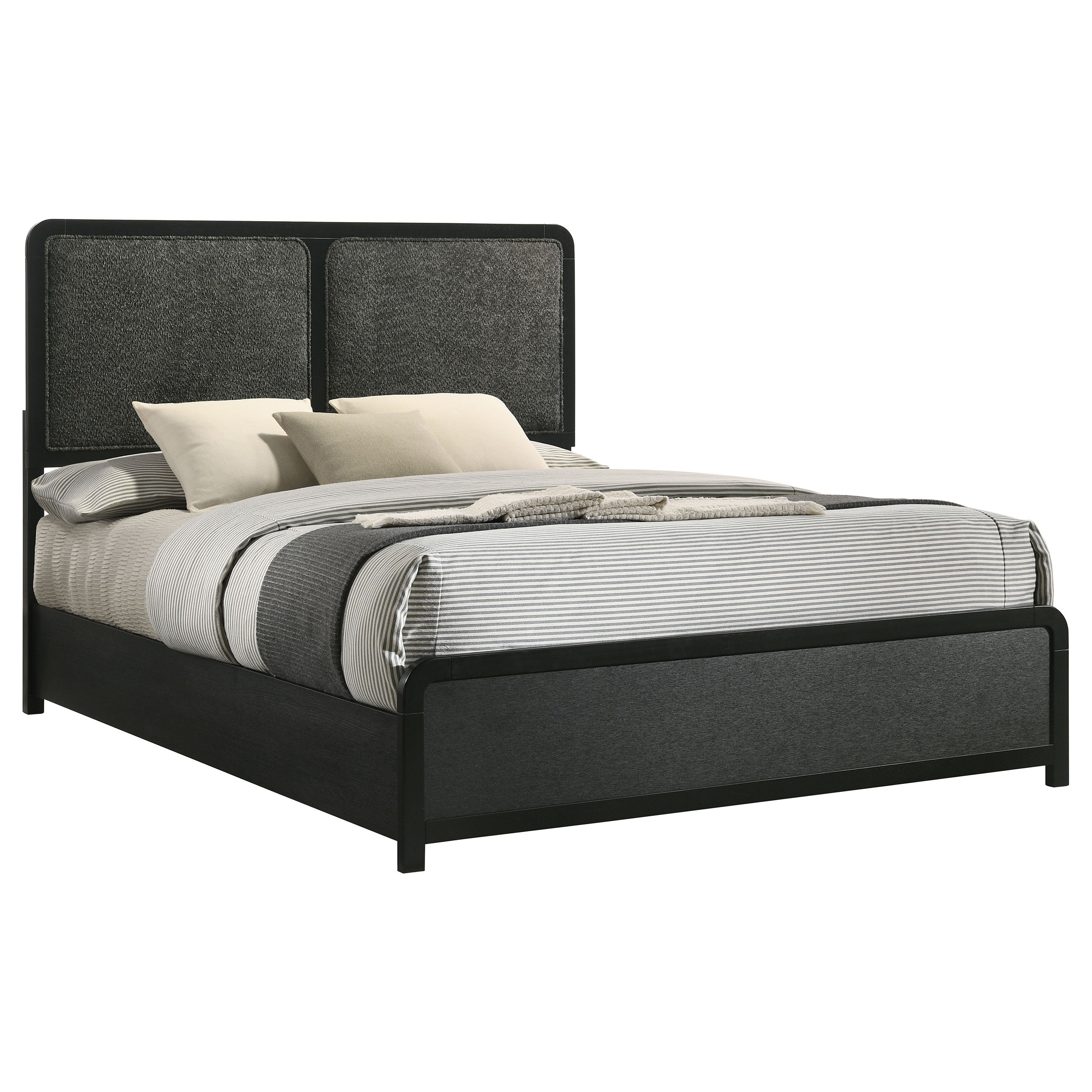 Cavelle 51-inch Upholstered Queen Panel Bed Black — view 3