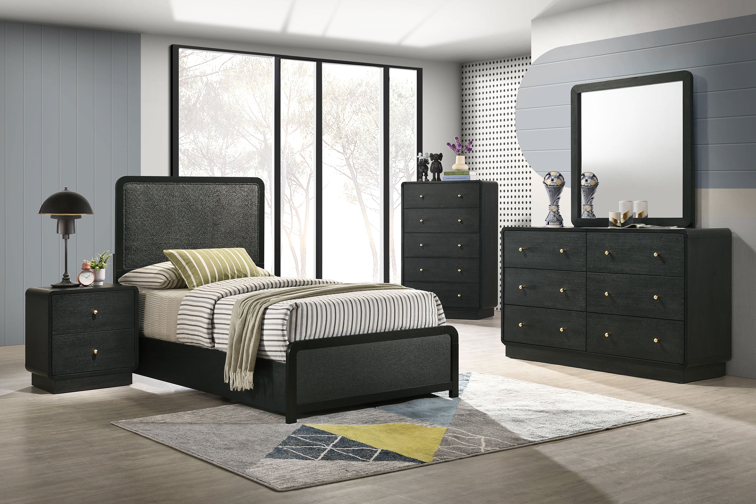 Cavelle 5-piece Twin Bedroom Set Black — view 1