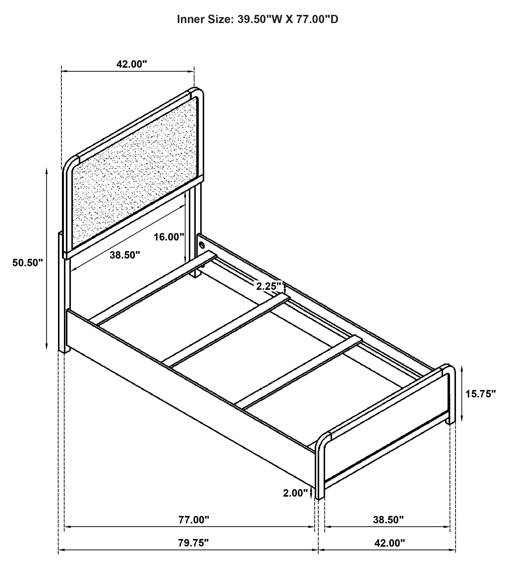 Cavelle 51-inch Upholstered Twin Panel Bed Black — view 11