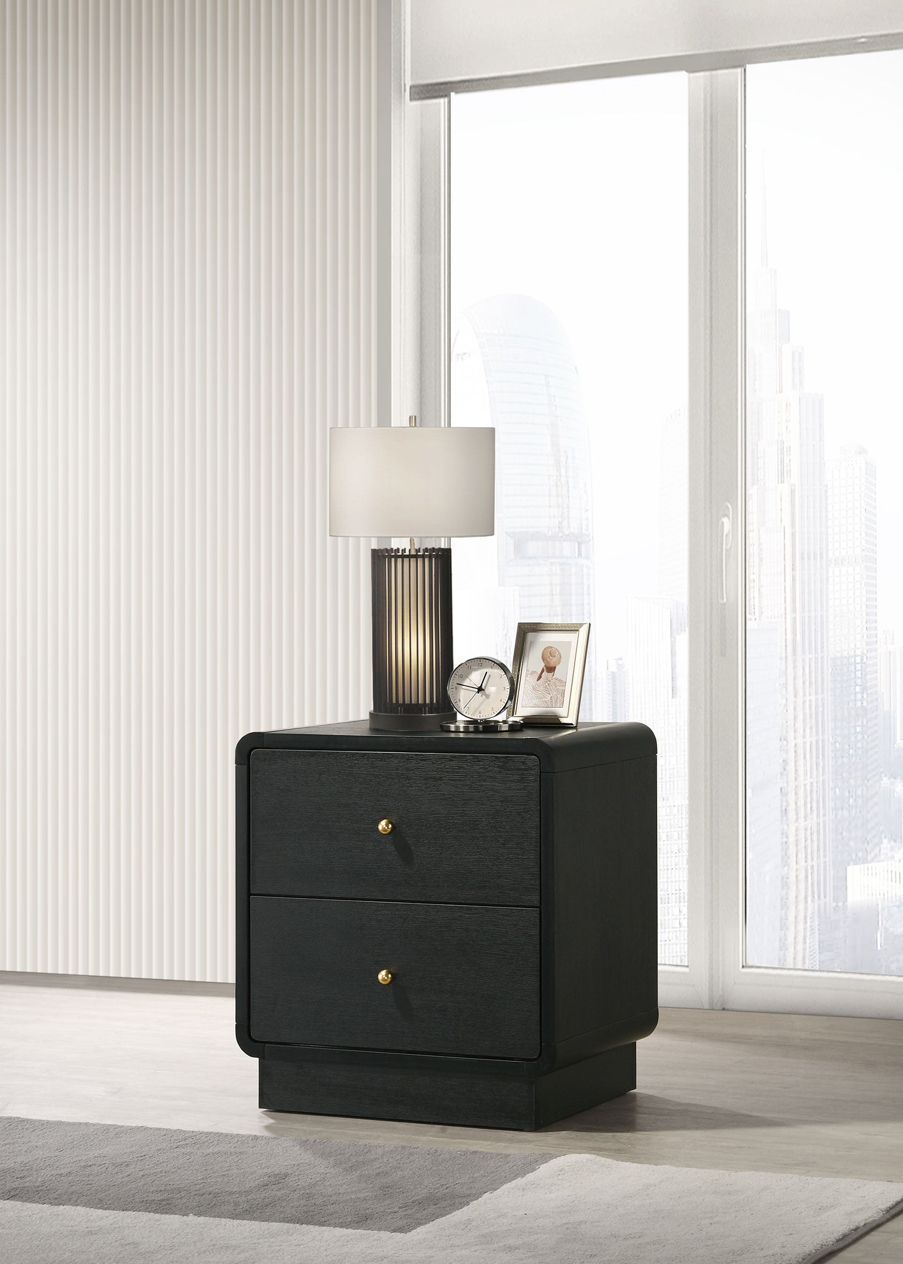 Cavelle 2-drawer Nightstand Bedside Table Black — view 2