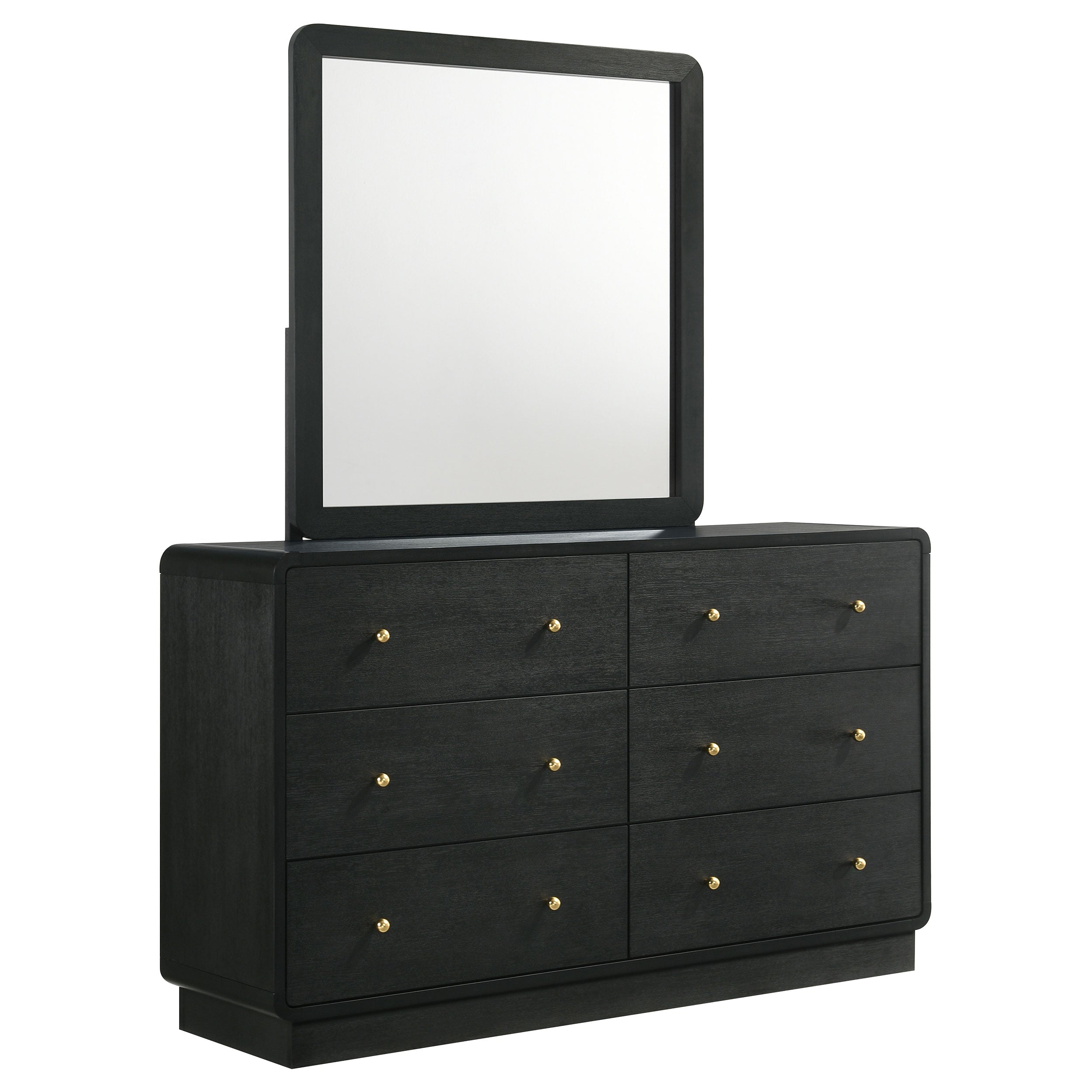 Cavelle 6-drawer Dresser and Mirror Black — view 1