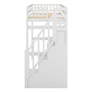 Twin Size Loft Bed with Storage Staircase and Built-in Desk, White (Old SKU:GX000903AAK)