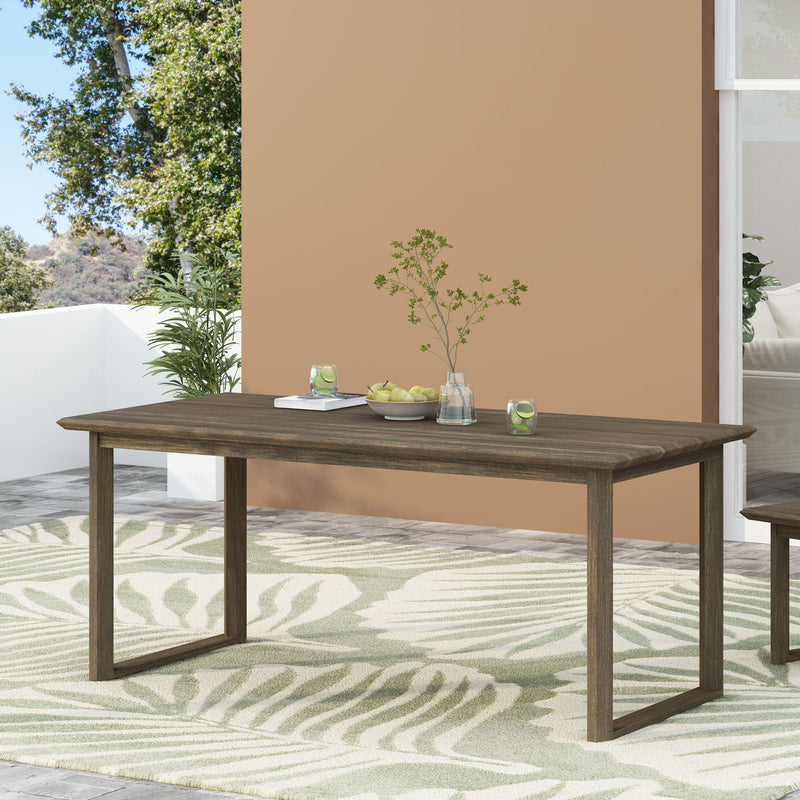 Rustic Nash Dining Table With Slat Design - Gray