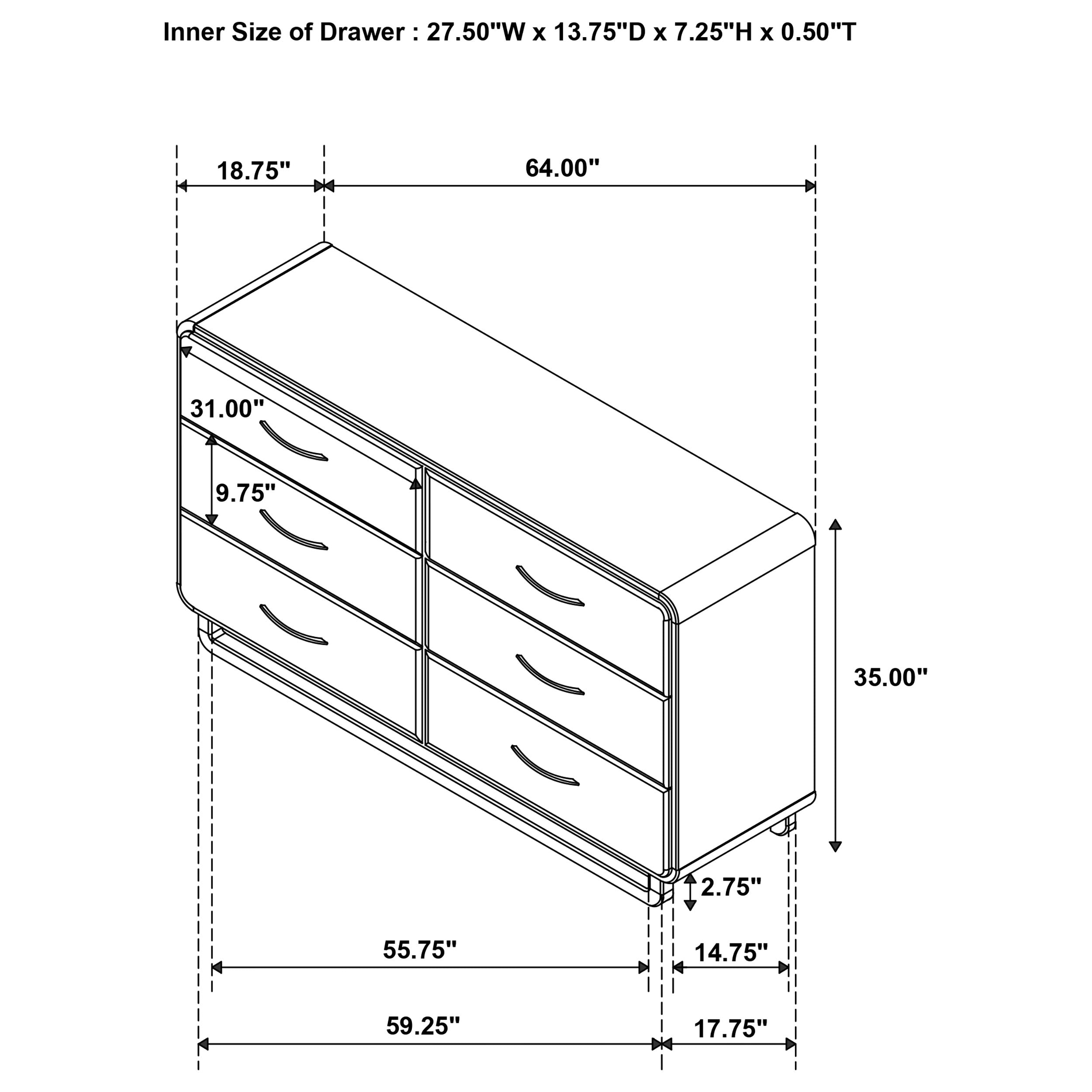 Amsbury 6-drawer Dresser Cabinet Nutmeg — view 13