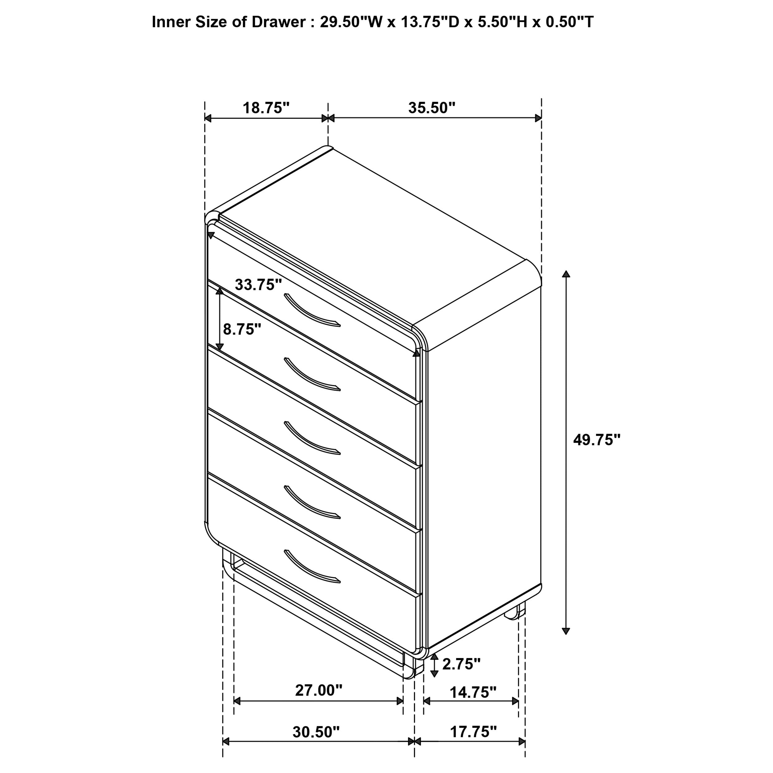Amsbury 5-drawer Chest of Drawers Nutmeg — view 12