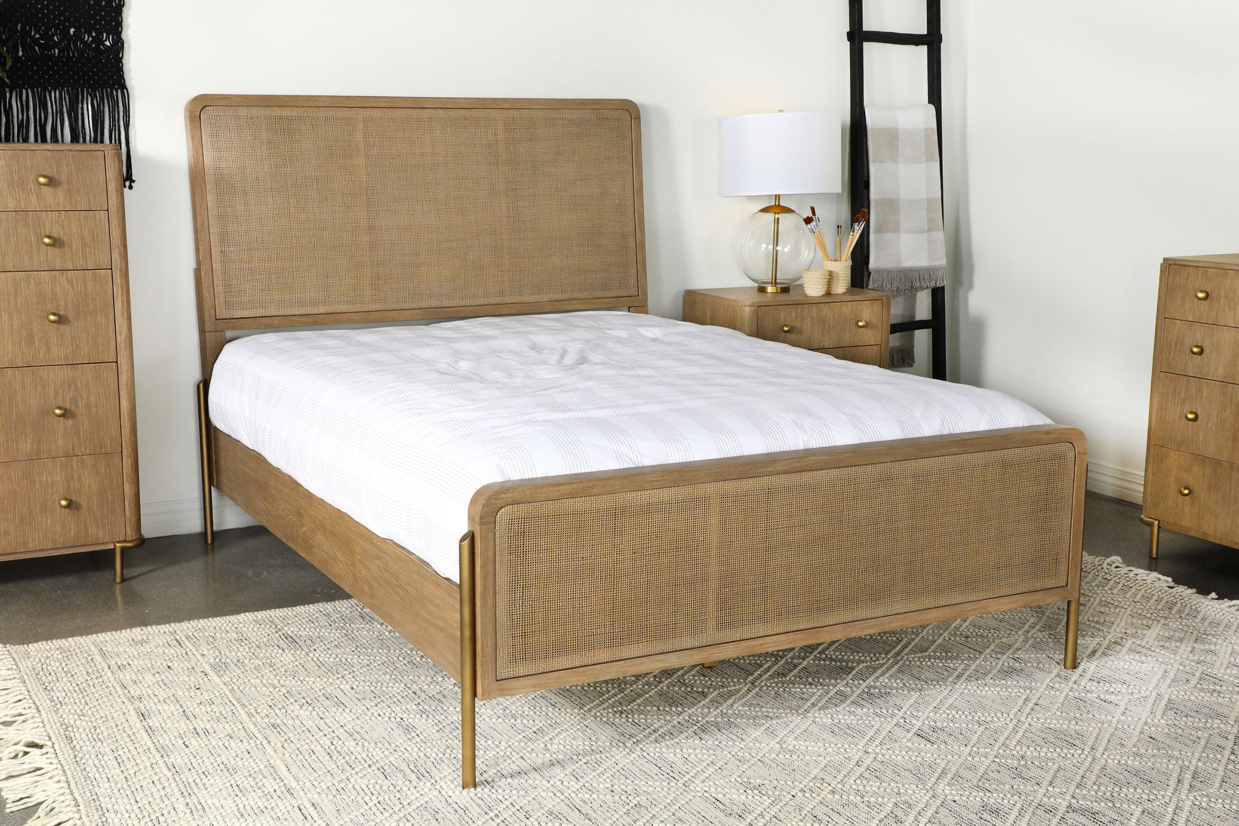 Arini Rattan Eastern King Panel Bed Sand Wash and Natural — view 2