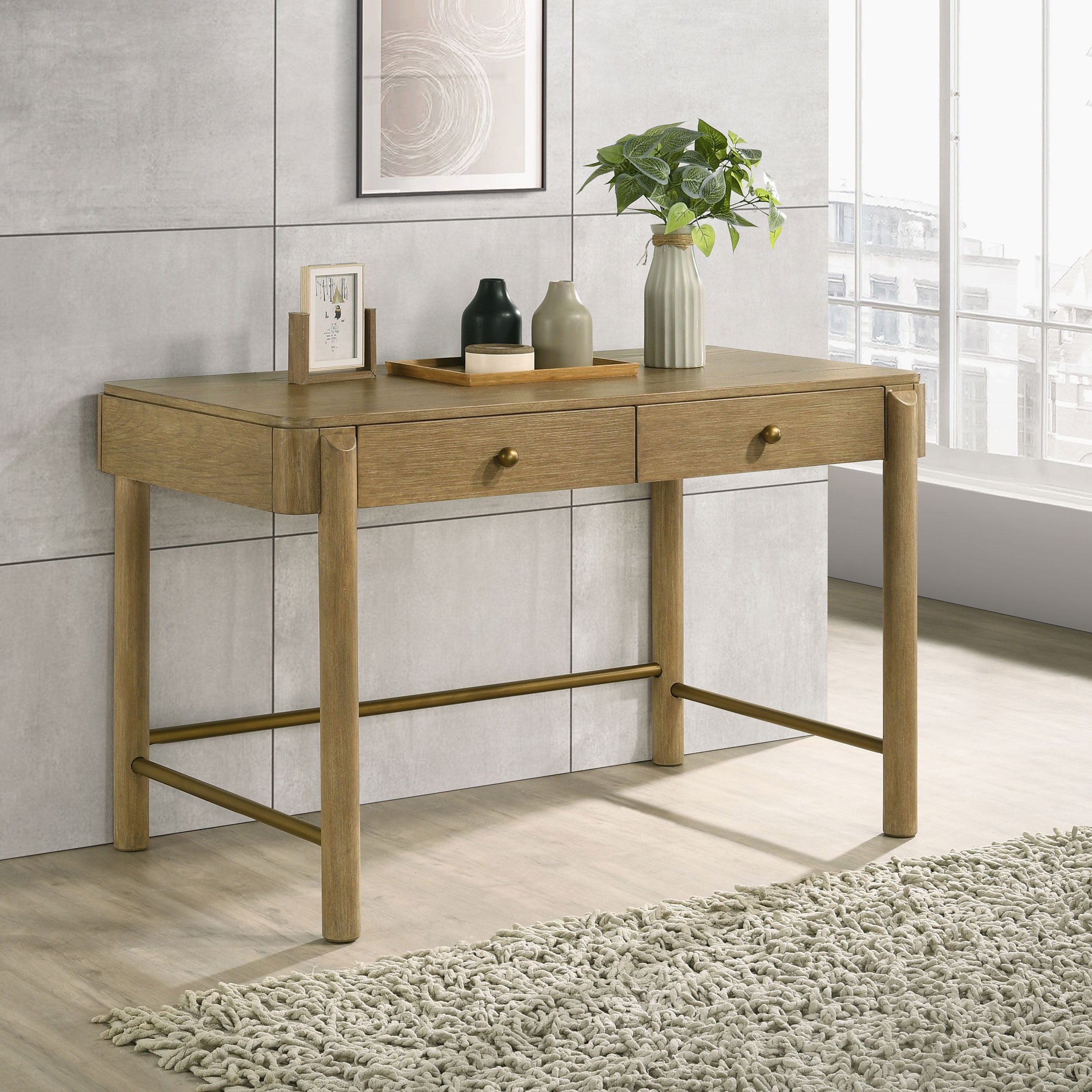 Arini 2-drawer Vanity Desk Makeup Table Sand Wash — view 2