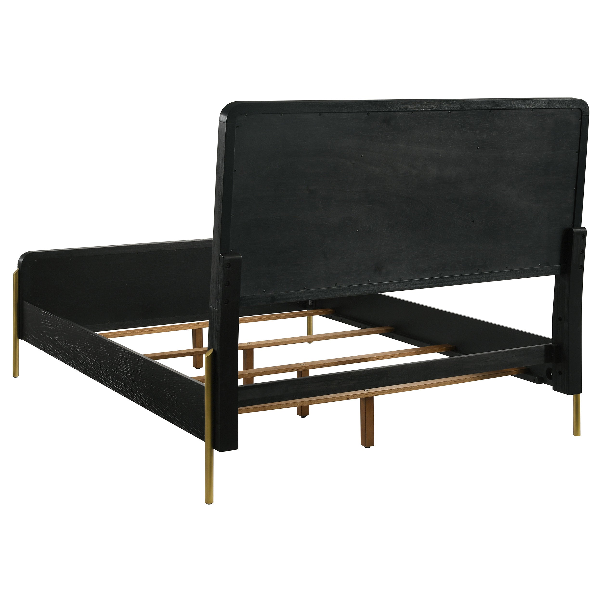 Arini Rattan Queen Panel Bed Black and Natural — view 4