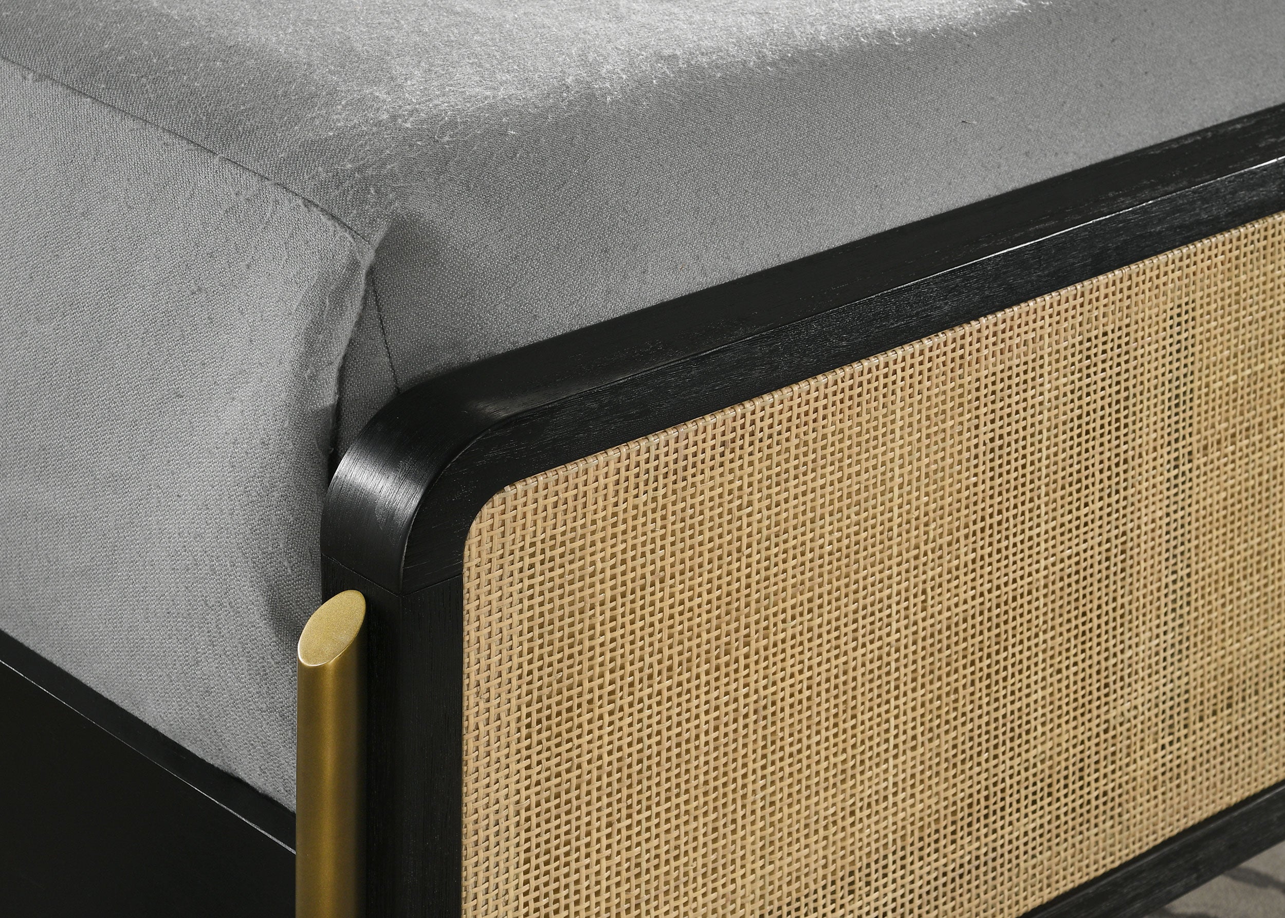 Arini Rattan Queen Panel Bed Black and Natural — view 6