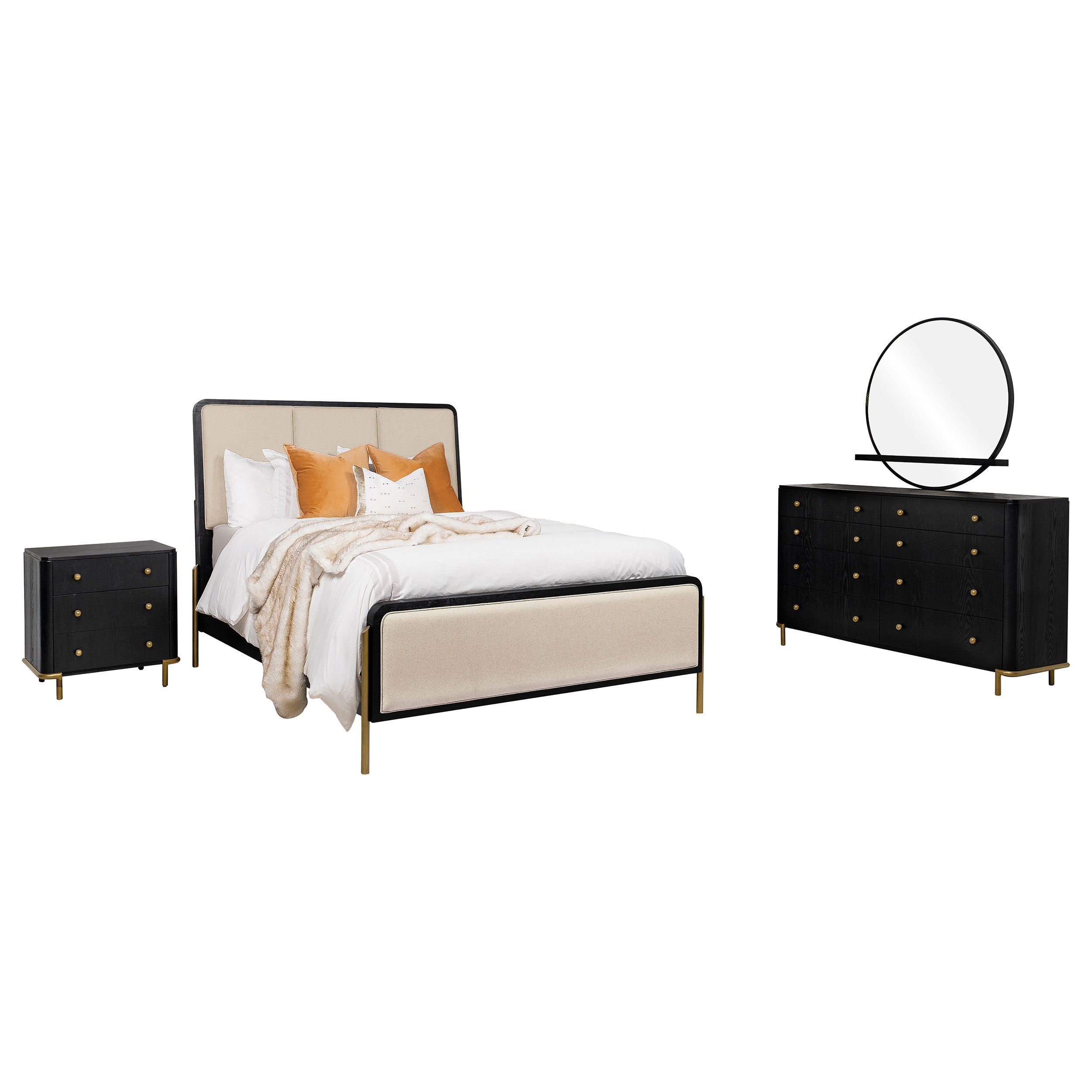 Arini 4-piece California King Bedroom Set Cream and Black — view 2