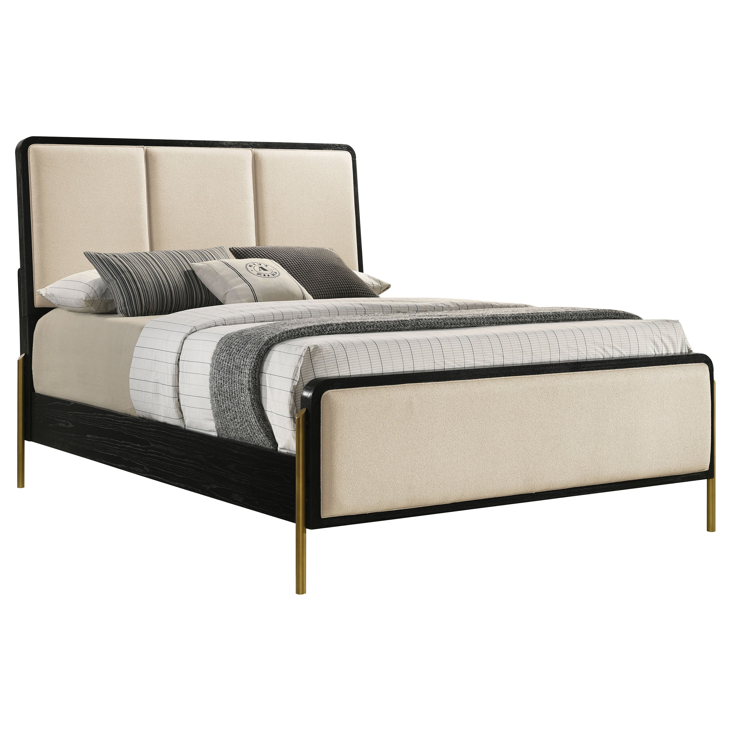 Arini 56-inch Queen Panel Bed Cream and Black — view 3