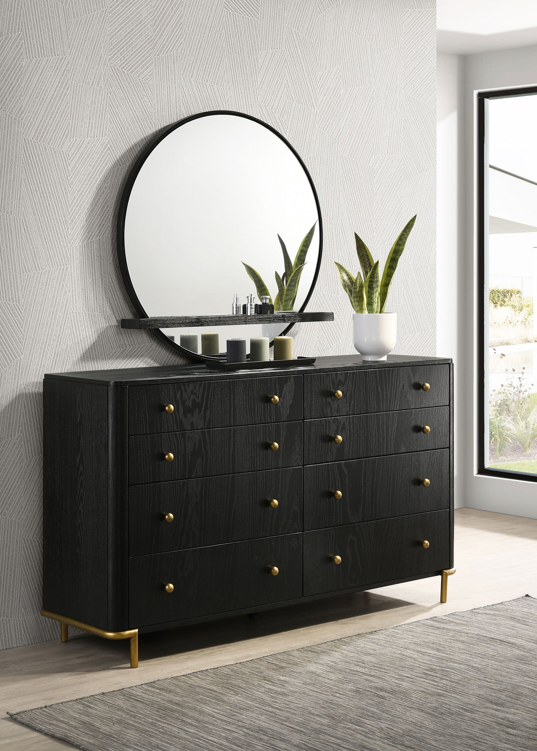 Arini 8-drawer Dresser with Mirror Black — view 2
