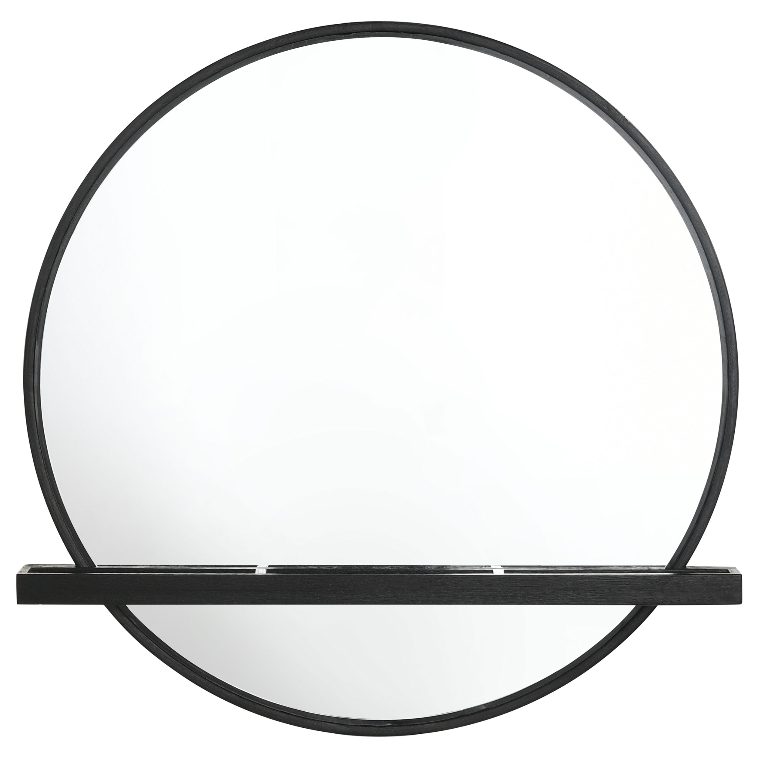 Arini Round Vanity Wall Mirror with Shelf Black — view 3