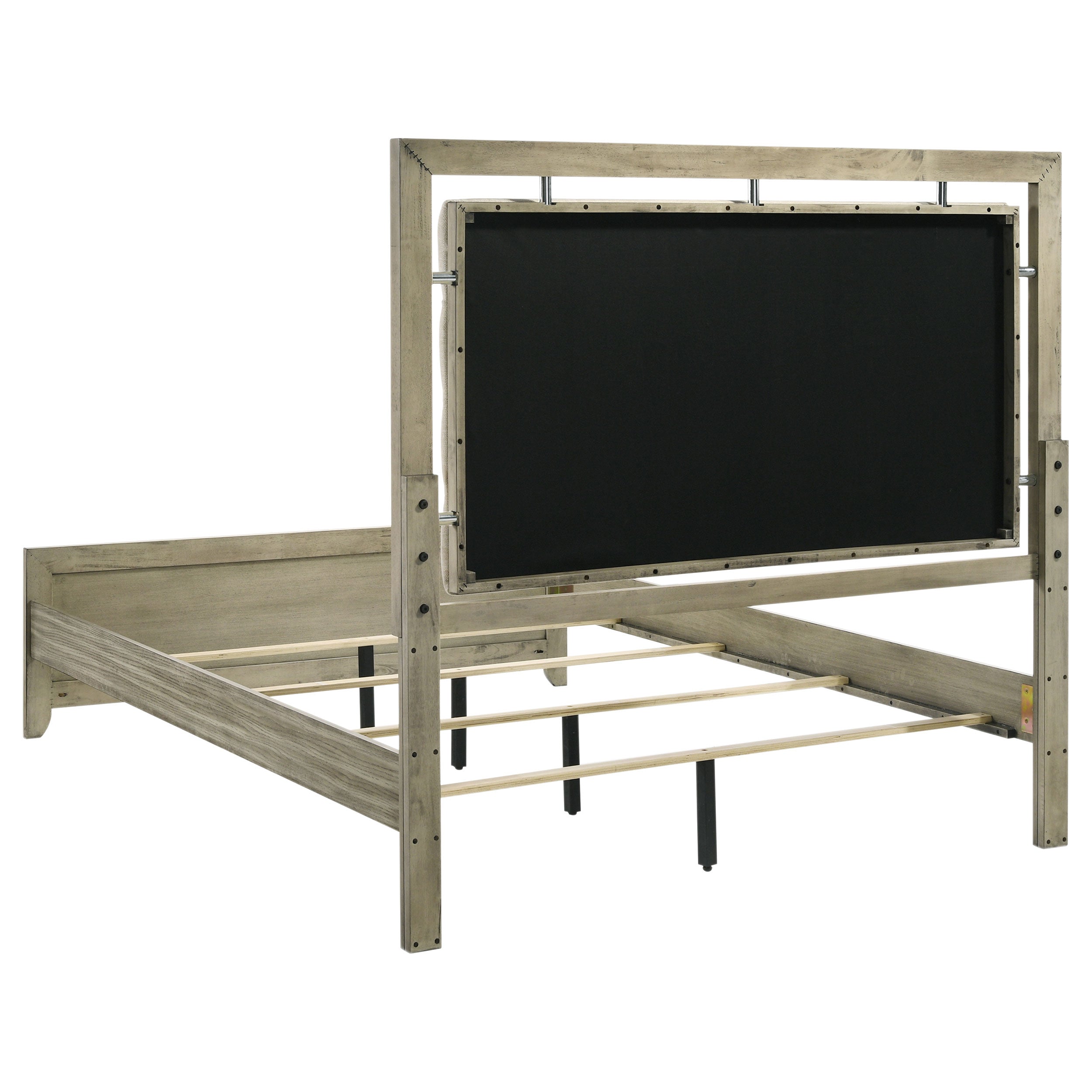 Giselle Wood California King Panel Bed Rustic Beige — view 4