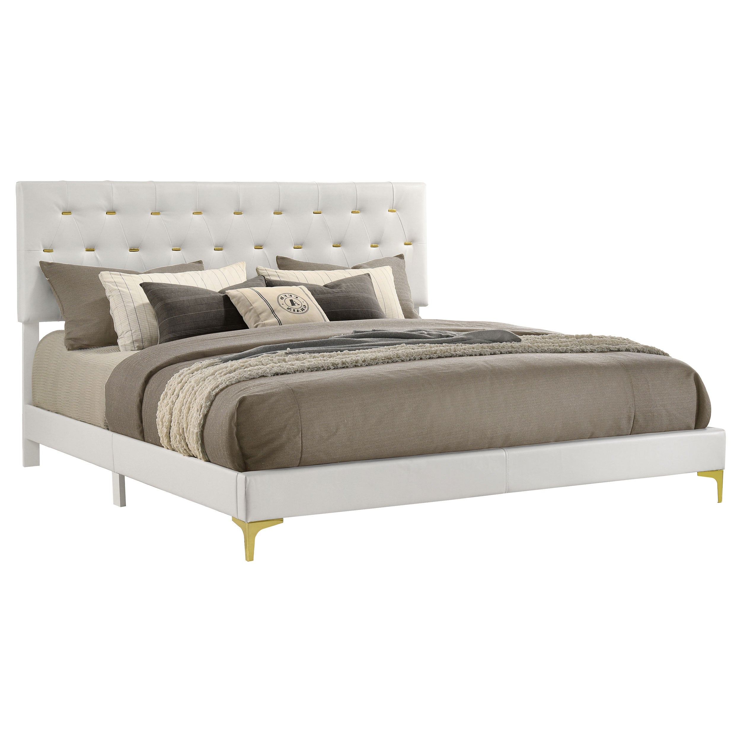 Kendall Upholstered Eastern King Panel Bed White — view 3