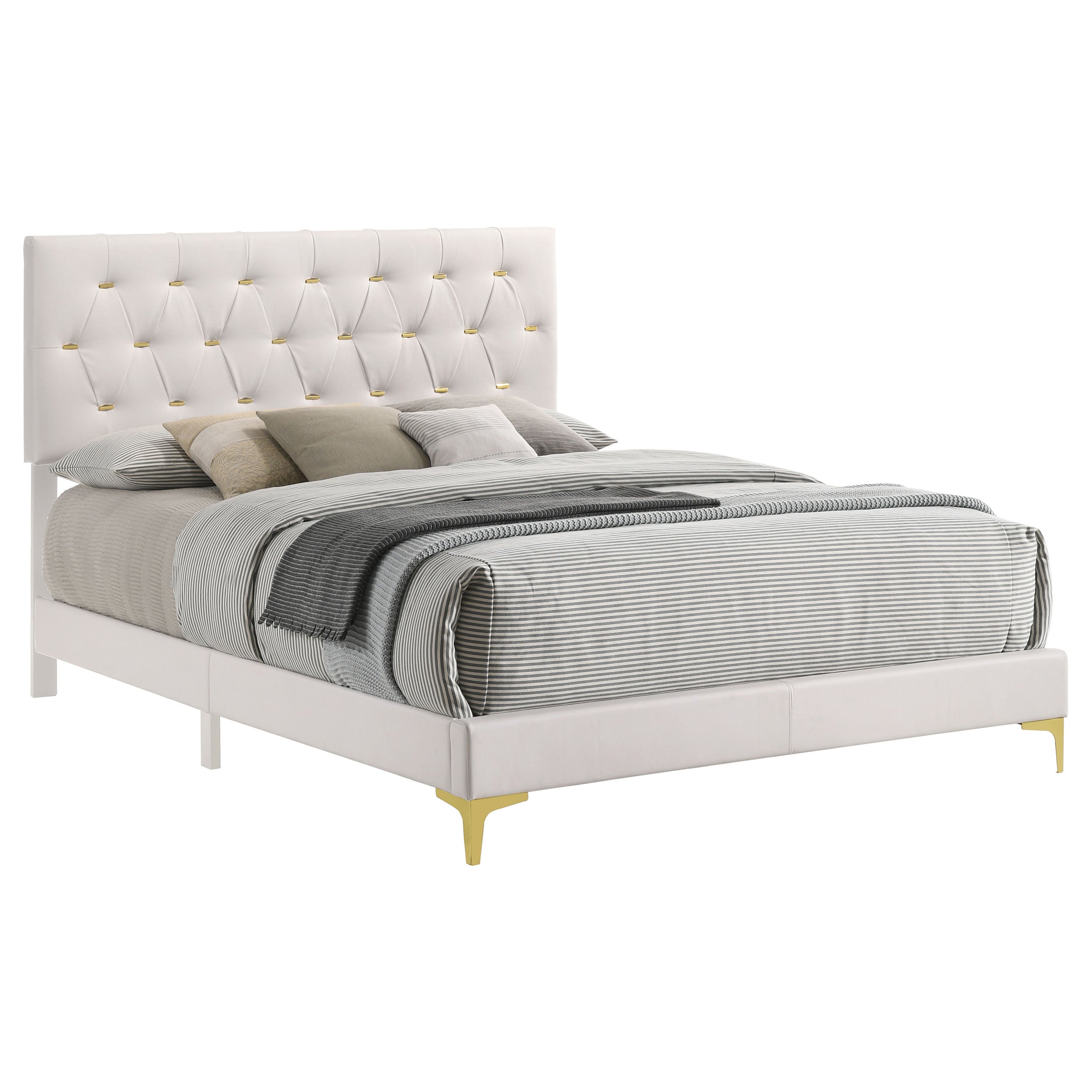 Kendall Upholstered California King Panel Bed White — view 3