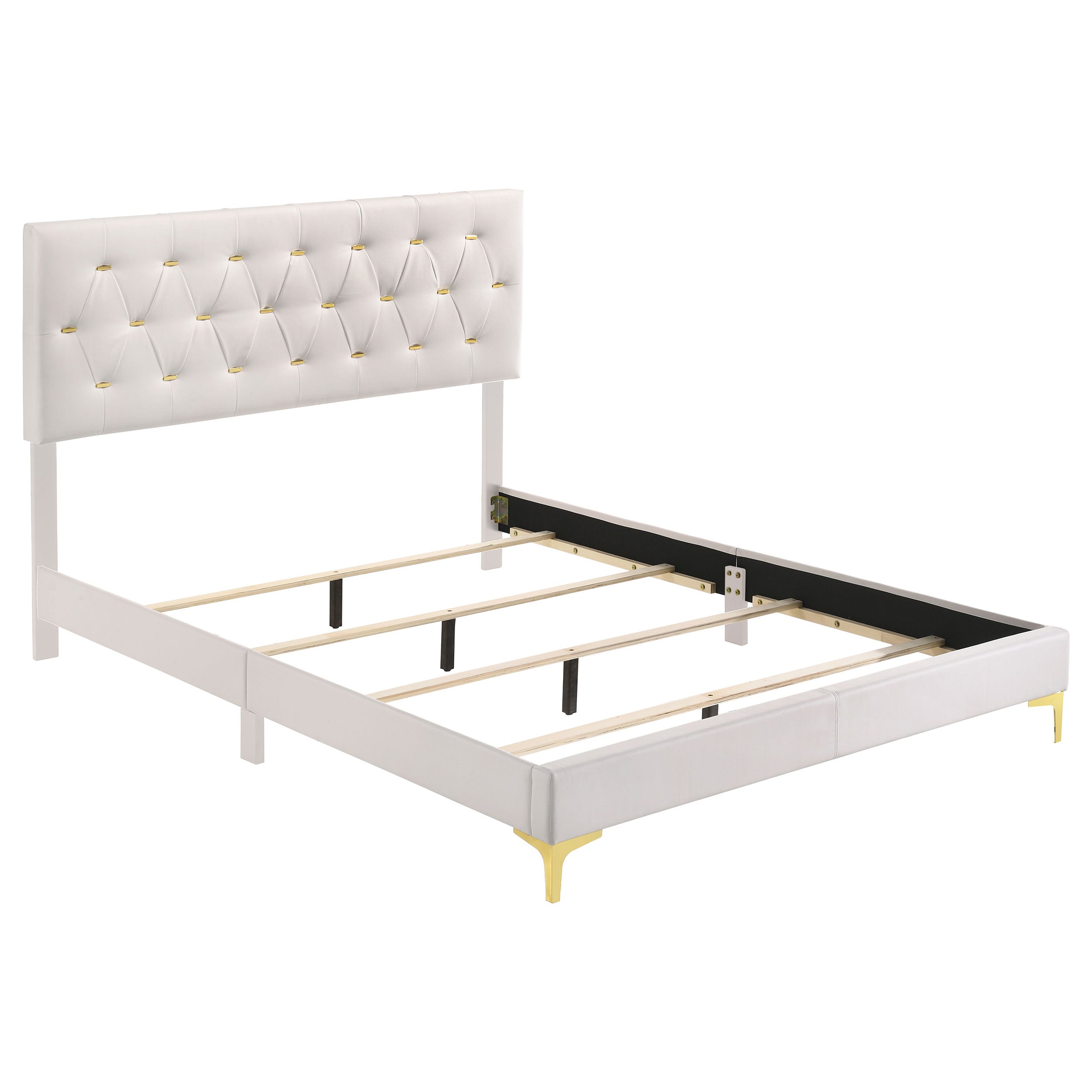Kendall Upholstered Queen Panel Bed White — view 1
