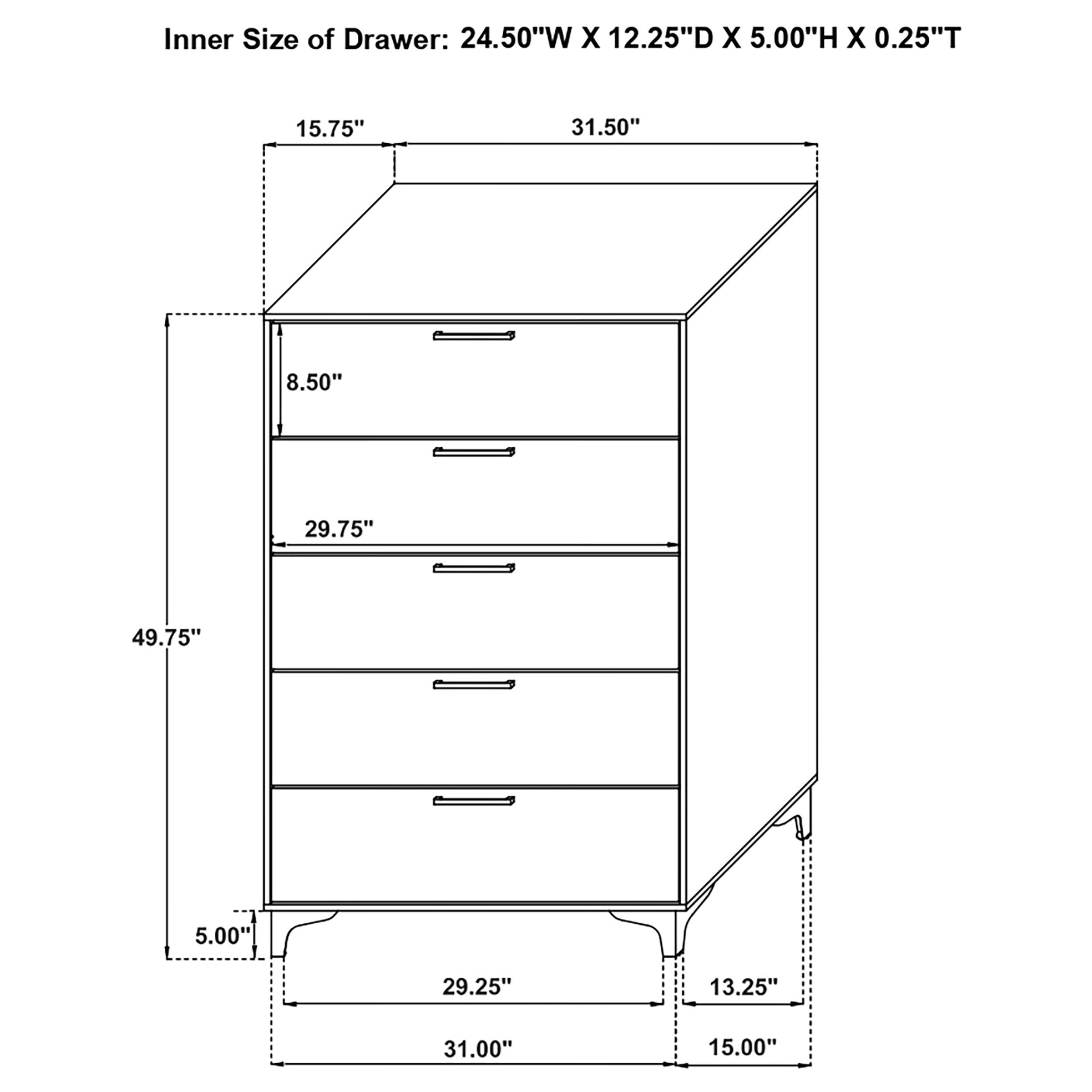 Kendall 5-drawer Bedroom Chest White — view 7