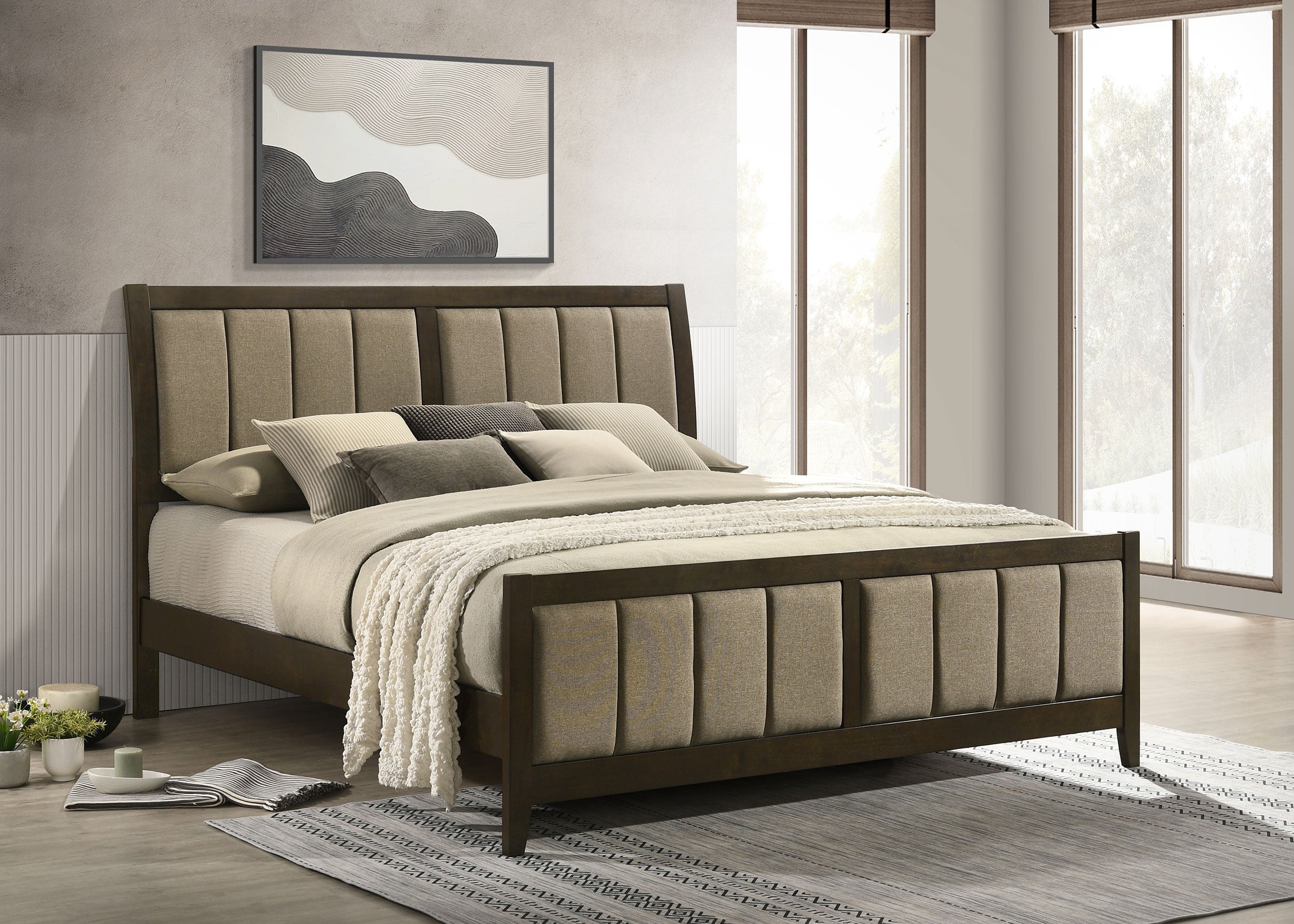 Wilkes 51-inch Upholstered Eastern King Bed Dark Cocoa — view 2
