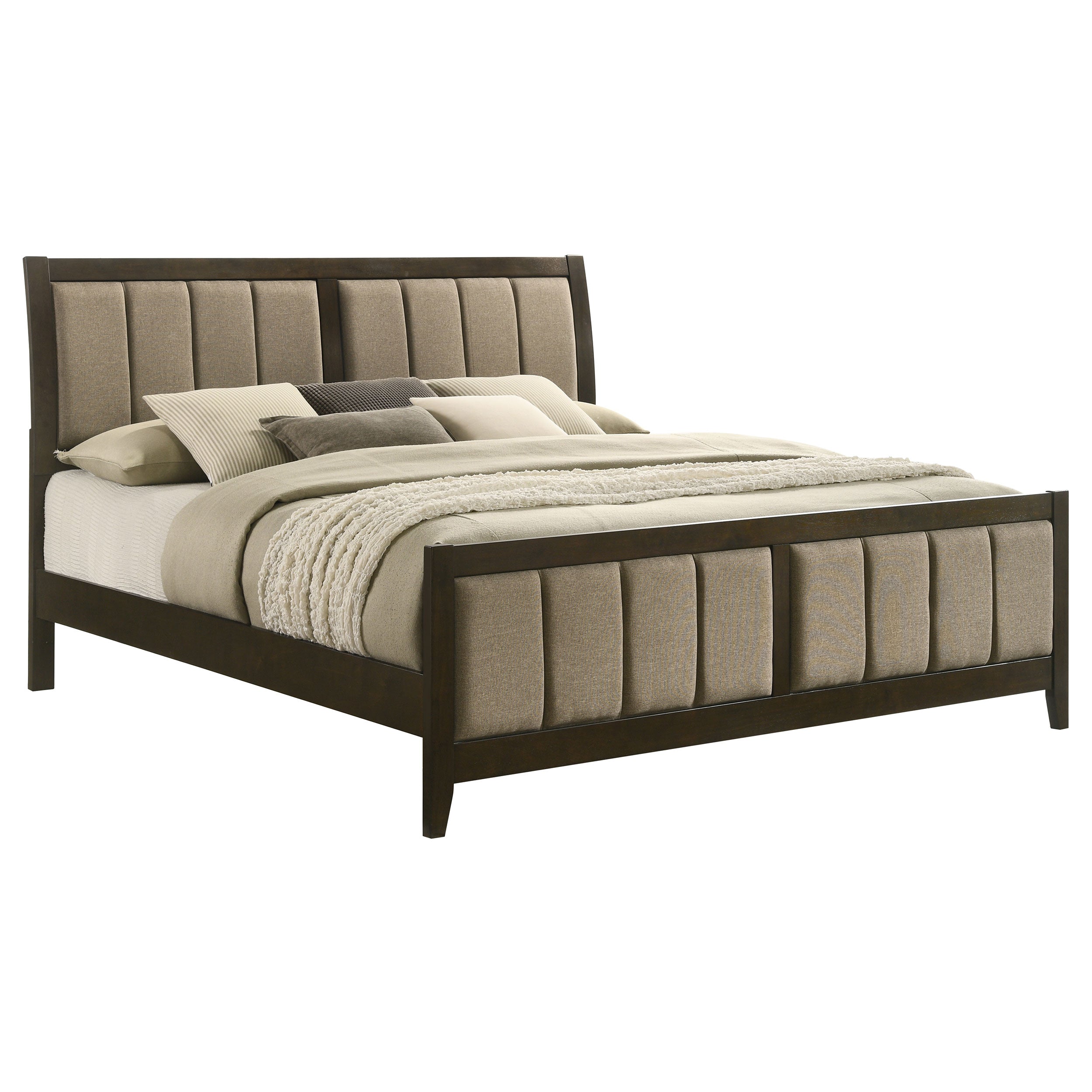 Wilkes 51-inch Upholstered California King Bed Dark Cocoa — view 3