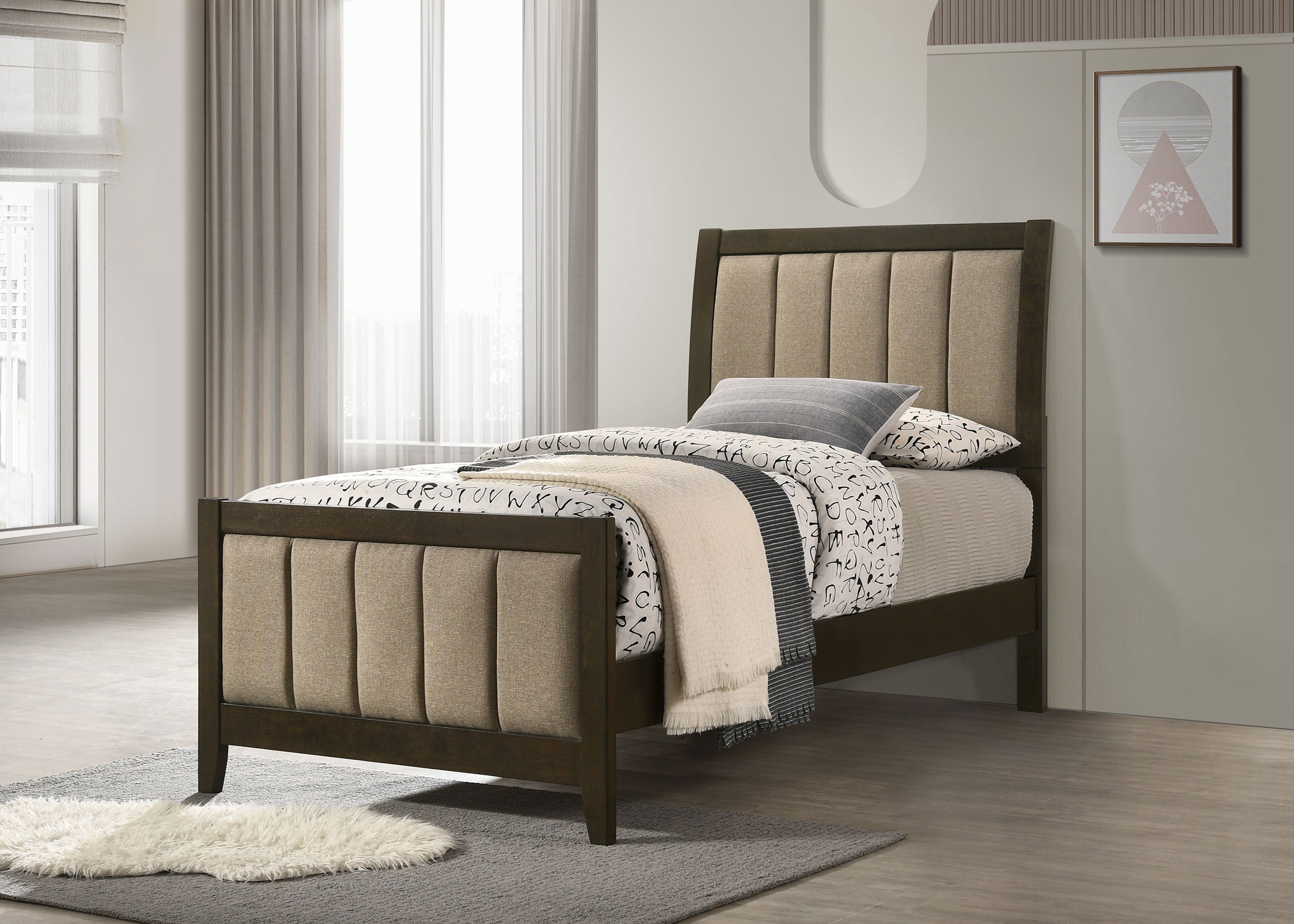 Wilkes 51-inch Upholstered Twin Bed Dark Cocoa — view 2